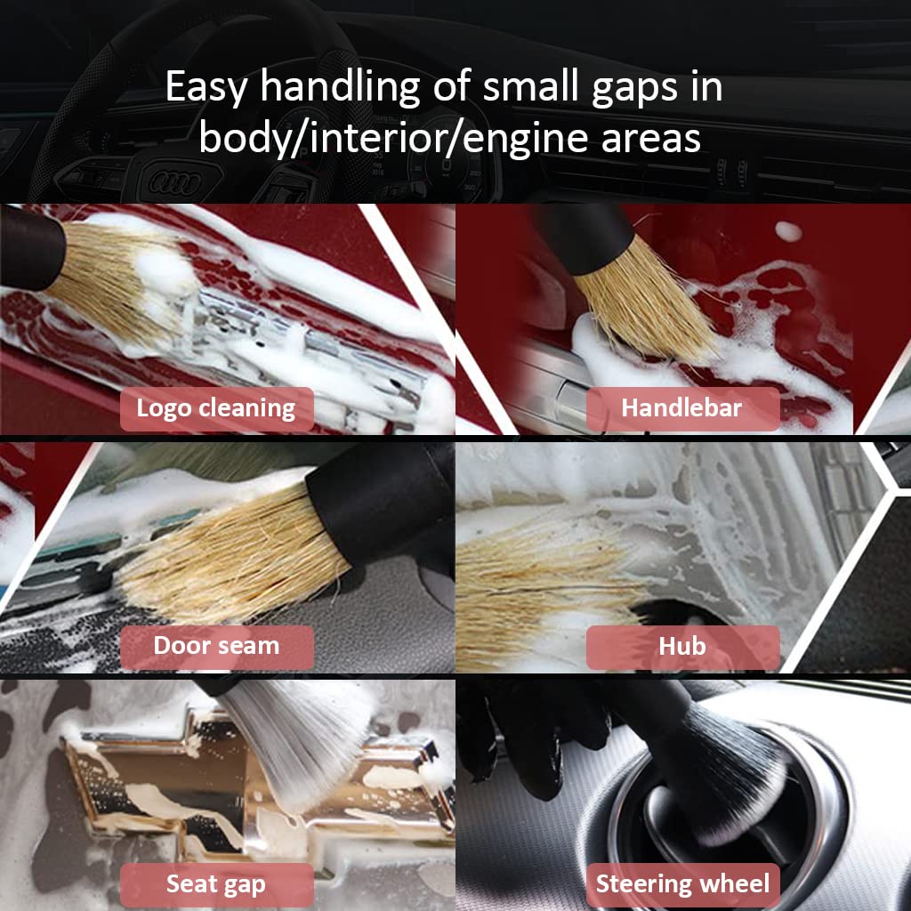 Car Cleaning Brush Set for Interior and Exterior Detailing with ABS Handle and Soft Bristles | 3 Pcs