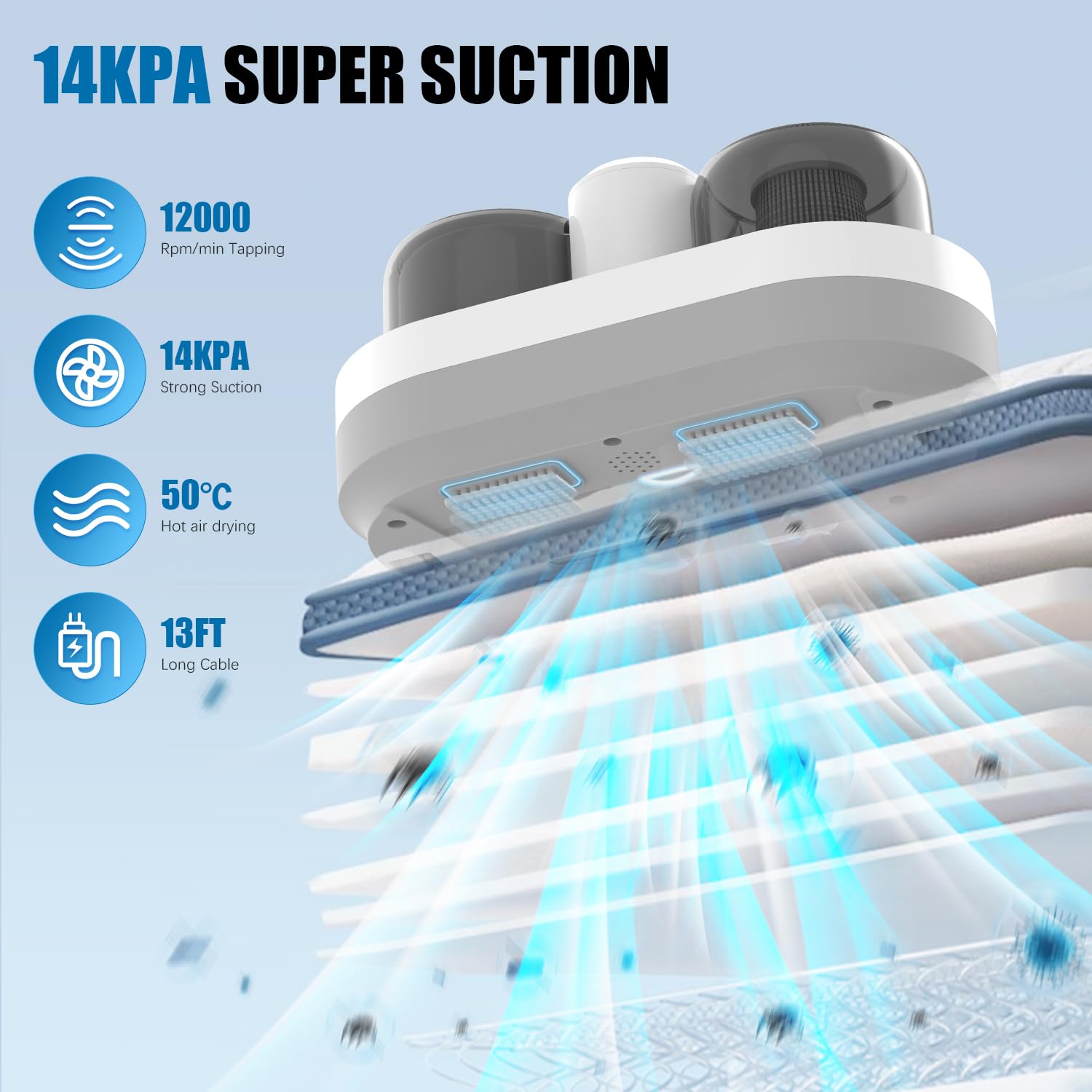Supvox Bed Vacuum Cleaner for Mattress and Sofa with 14Kpa Suction & UV Light Sterilization
