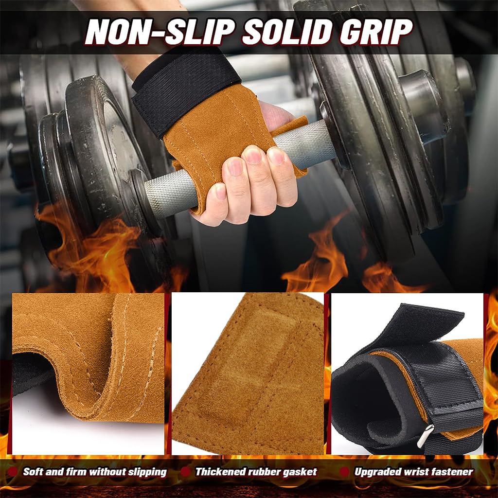 Optifit Weight Lifting Grip Wrist Straps for Deadlift and Pull Up with Anti Slip Leather Pads | Adjustable Wrist Support