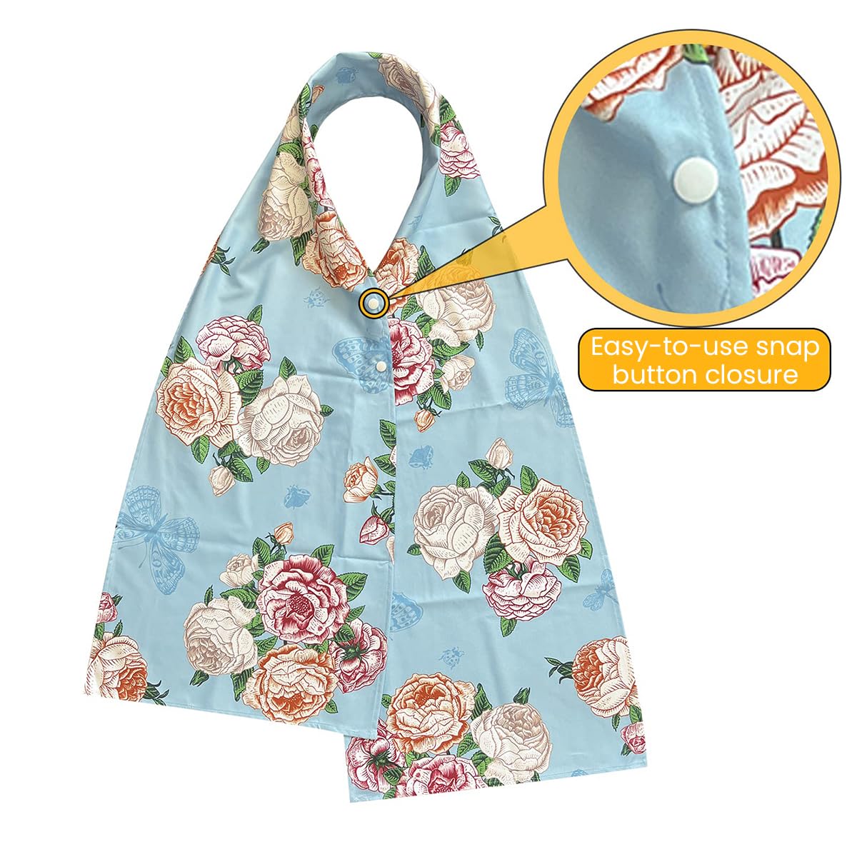 MAYCREATE Adult Bib Scarf for Dining with Adjustable Snap Closure and Dacron Fabric | Elegant Washable Accessory for Elderly Women