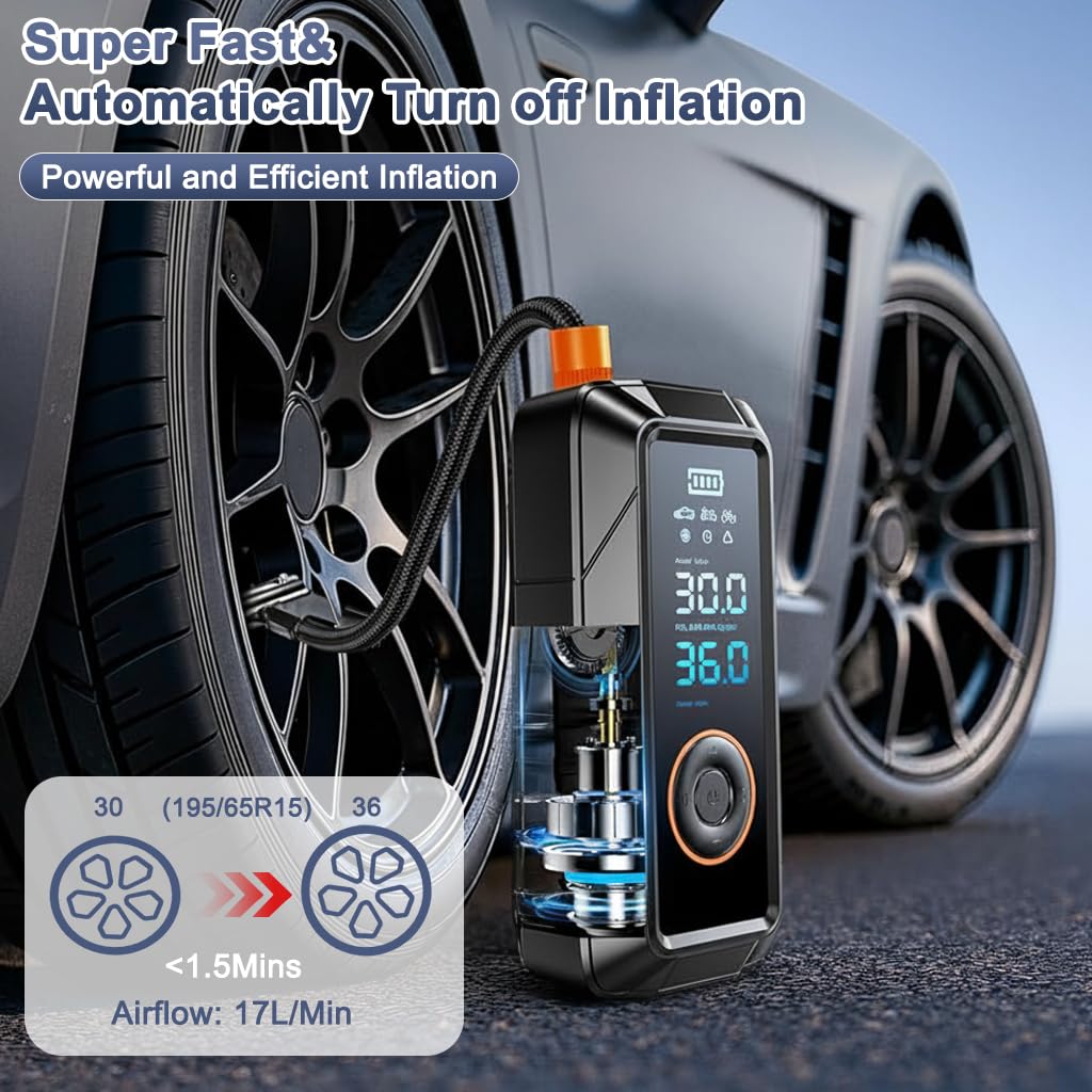 STHIRA Tire Inflator Portable Air Compressor 160PSI for Car and Bike Tires | Cordless Design