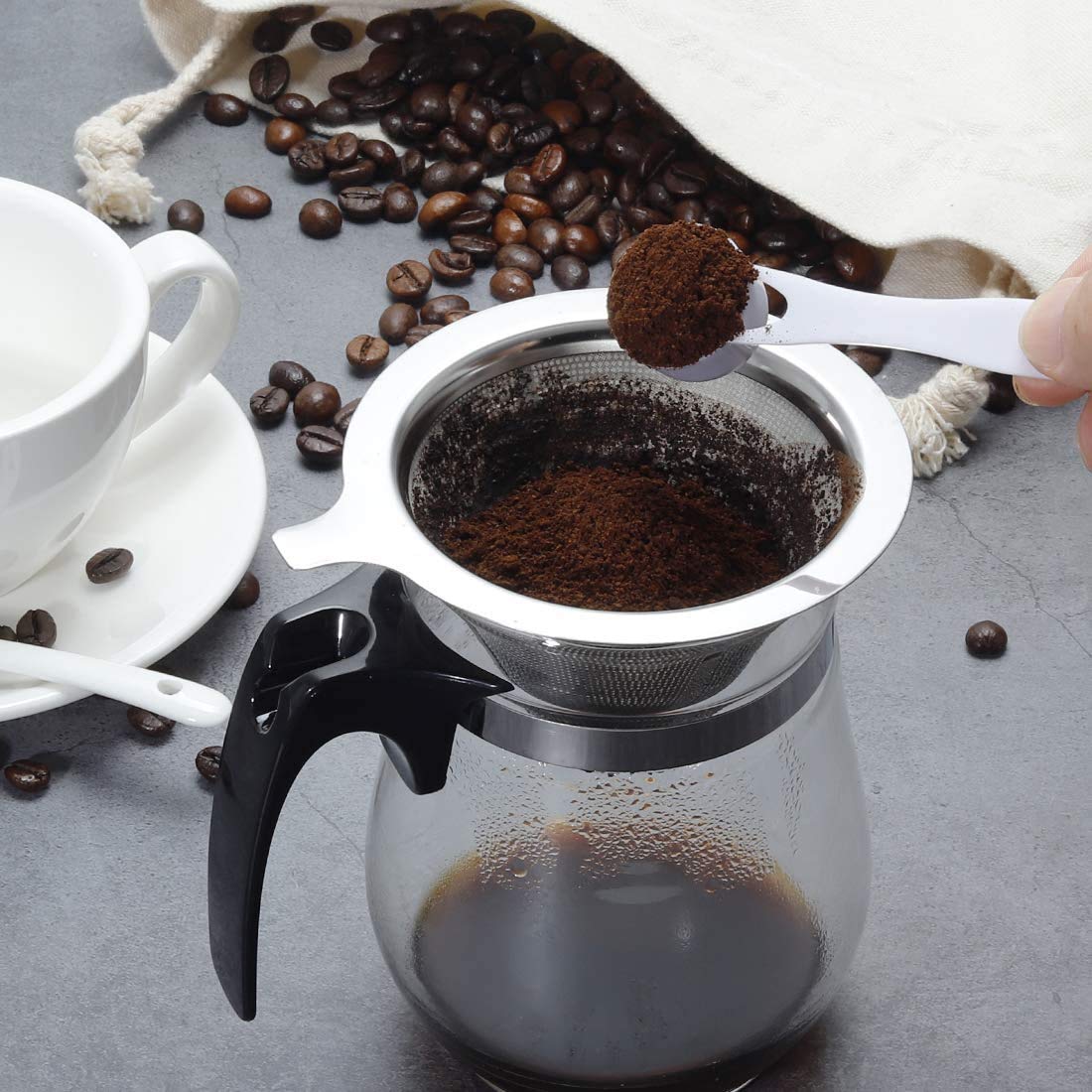 Verilux Pour Over Coffee Dripper for One to Two Cups with Stainless Steel Filter | 2PCS
