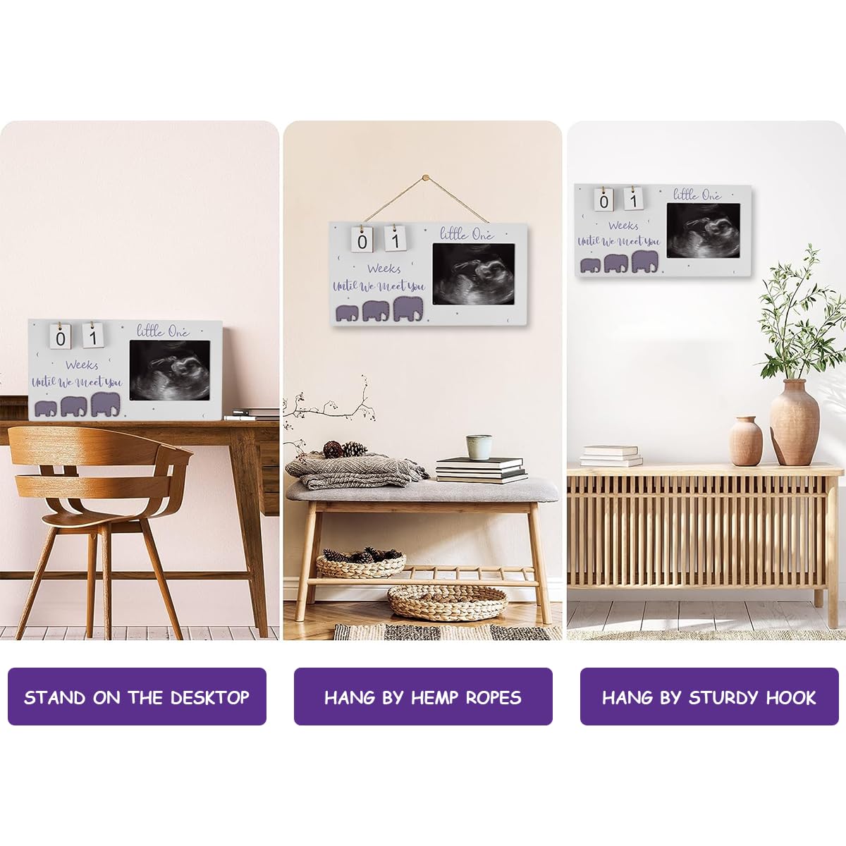 SNOWIE SOFT Baby Photo Frame for Ultrasound Pictures and Sonogram Keepsakes | White Newborn Gift