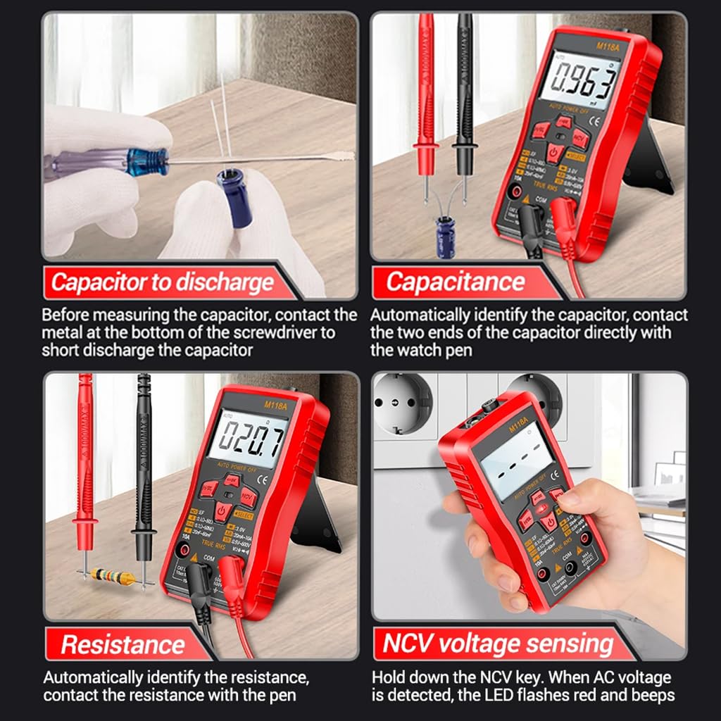 Serplex Digital Multimeter 6000 Counts for AC DC Voltage and Resistance with LCD Display | Non Contact Tester for Electricians