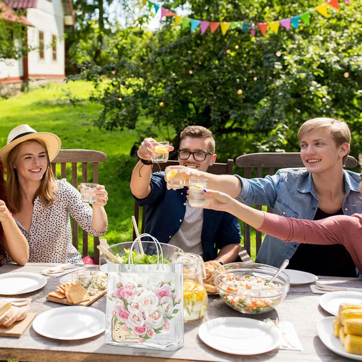 HASTHIP Clear Gifting Handbags for Weddings and Parties featuring 20pcs 20x20cm PVC Bags