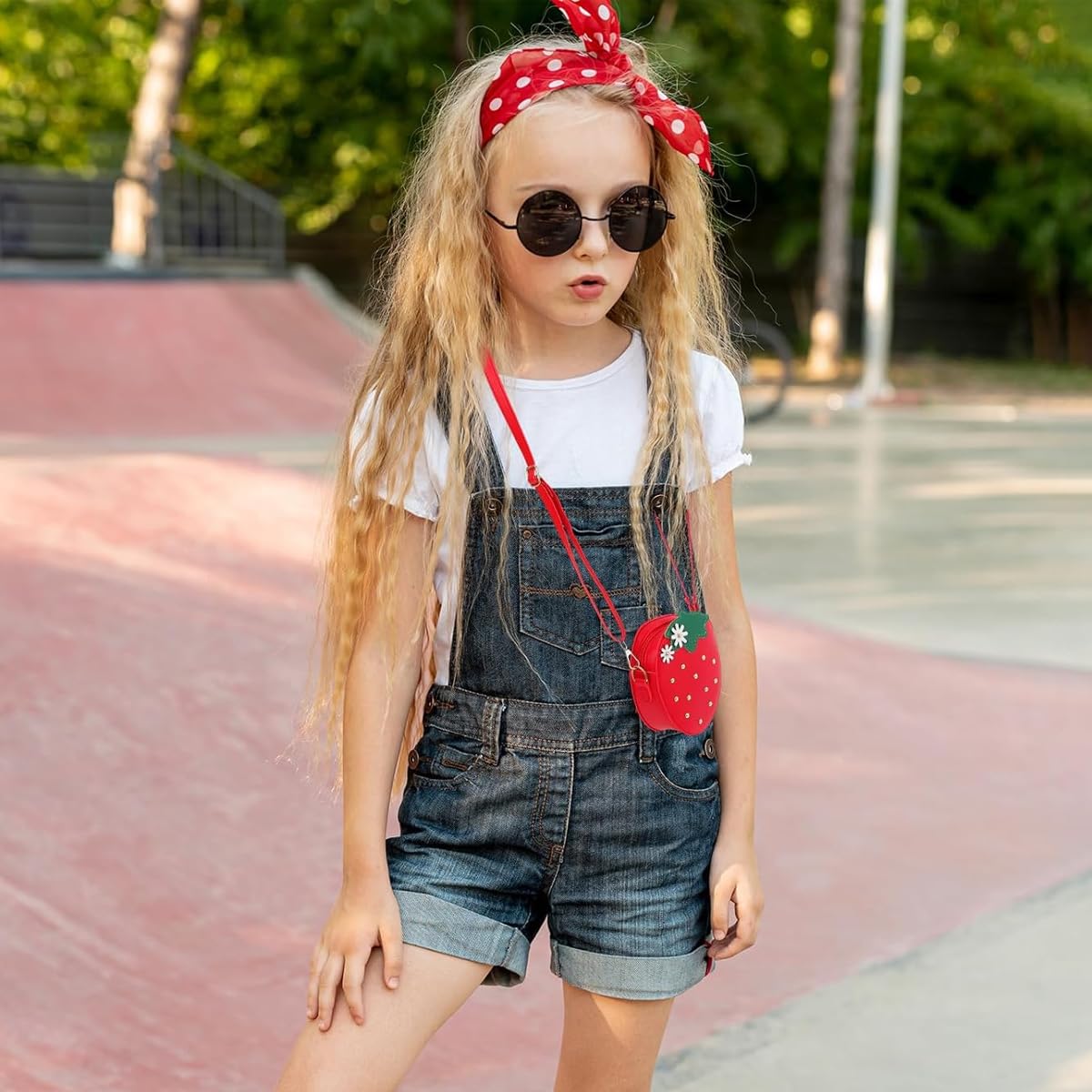 PATPAT Strawberry Sling Bag featuring Dual Straps with 4.7x1.6x5.5 in Design for Girls | Nylon Mini Purse