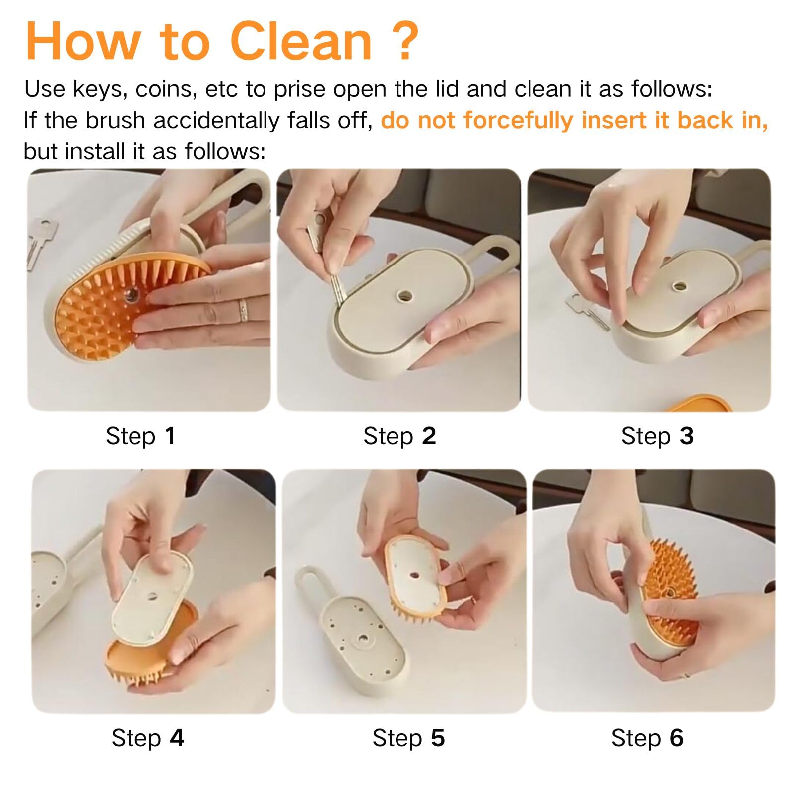 Qpets Electric Pet Steam Hair Brush for Bath‑Free Grooming with USB Recharge and Swivel Handle