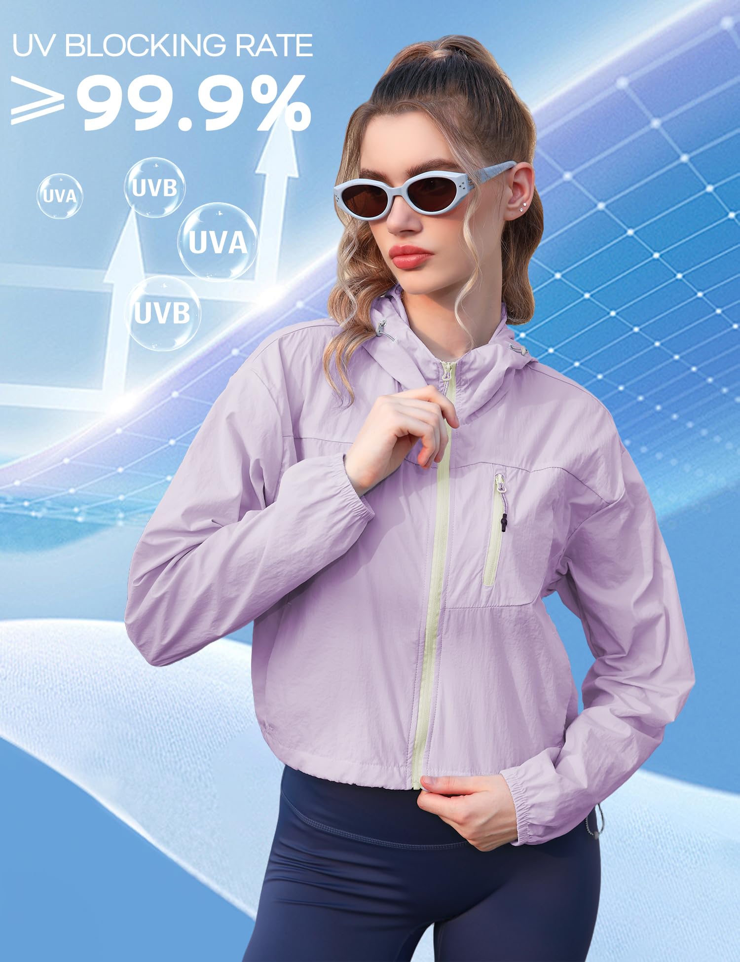 Venzina Sun Protection Jacket for Outdoor with UPF 50+ and Back Air Vent | Light Purple