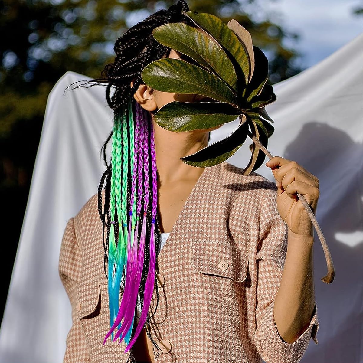 SANNIDHI Hair Extensions for Girls and Women featuring 12pcs 17in Braided Synthetic Strands