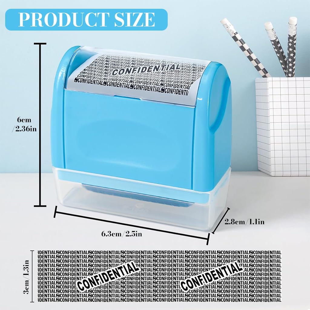 OFIFO Confidential Roller Stamp for Identity Protection with 35mm Wide Coverage | Refillable Ink