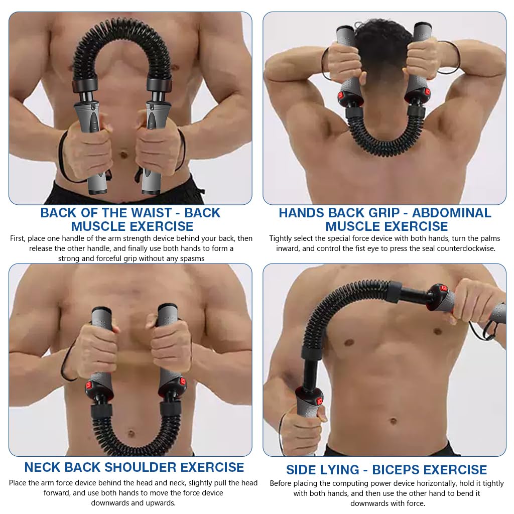 Proberos Power Twister Bar for Upper Body Training featuring 110lbs to 154lbs Resistance | Advanced Carbon Steel with Rubberized Grip