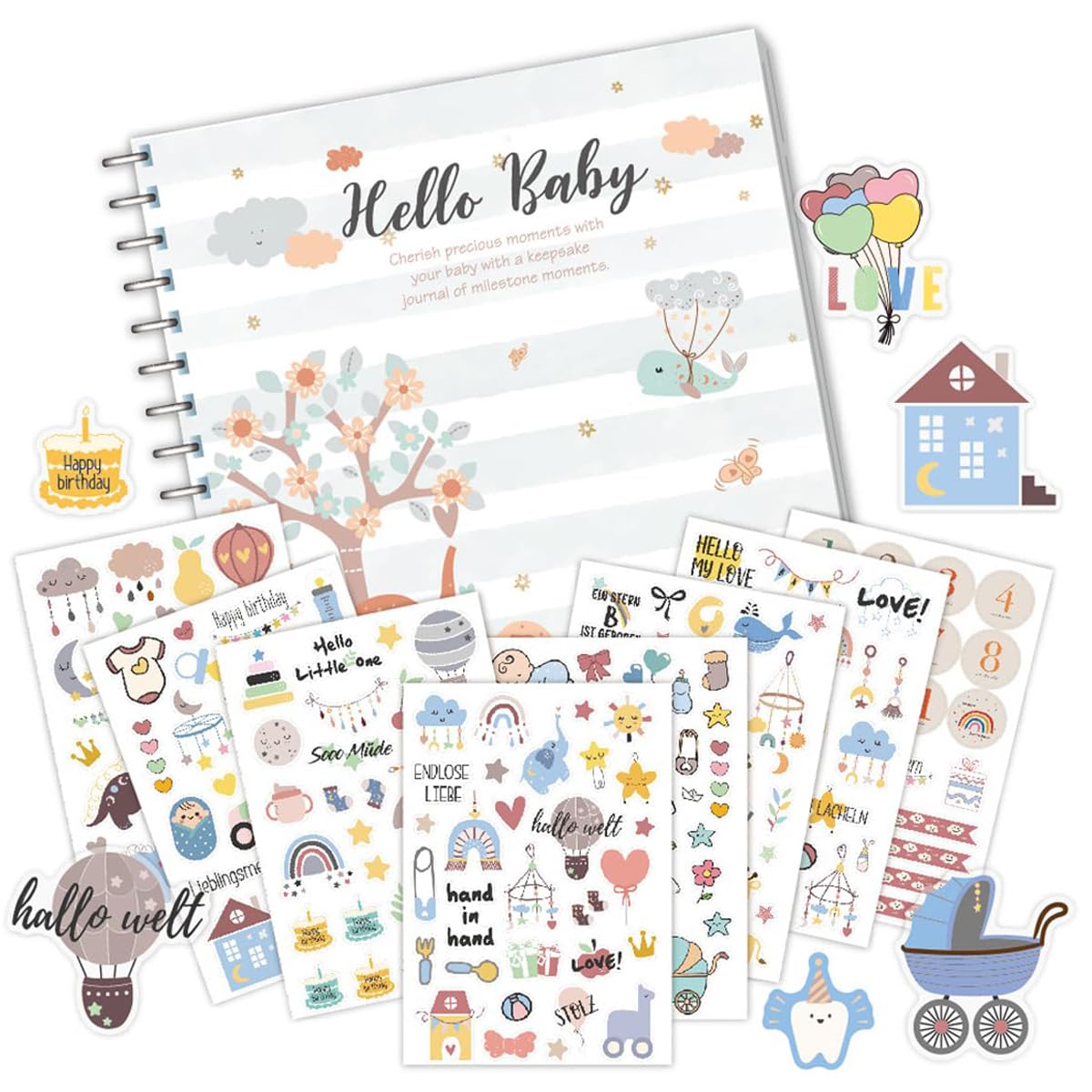 SNOWIE SOFT Baby Memory Book for Newborns with 50 Pages and Decorative Stickers | Photo Scrapbook Album
