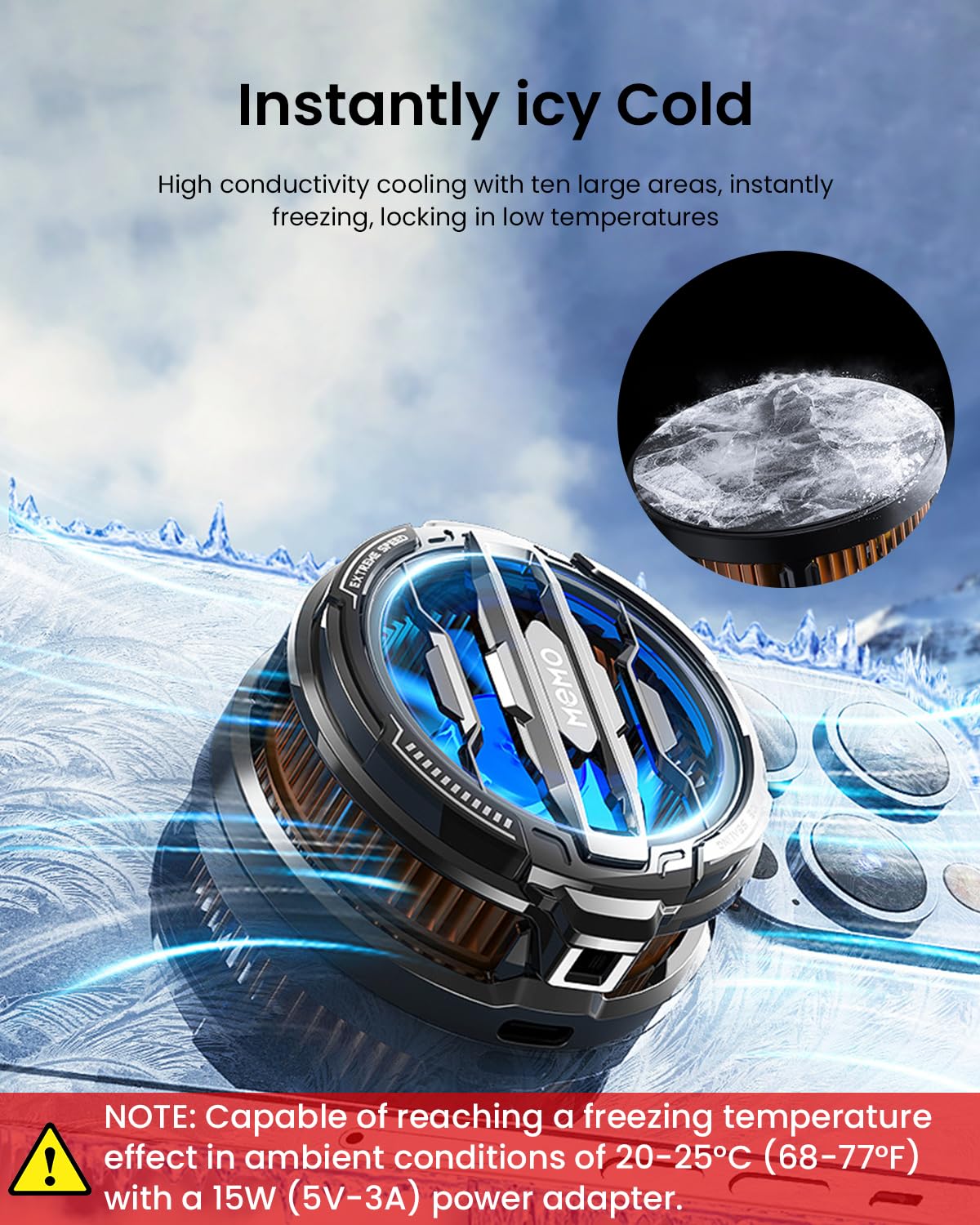 ZORBES Phone Cooler Gaming Fan, Semiconductor Fast Cooling Fan, Freezing Constant Cooling Temperature Phone Cooler for Gaming, Gaming Mobile Cooler Fan for iPhone 12+ or iPad, Phone Cooler for Live Streaming