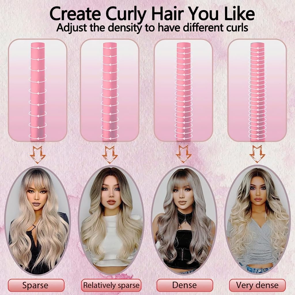 ZIBUYU Heatless Curler for Women with Hair Claw Clip and 2 Scrunchies | Soft Pink Overnight Waves