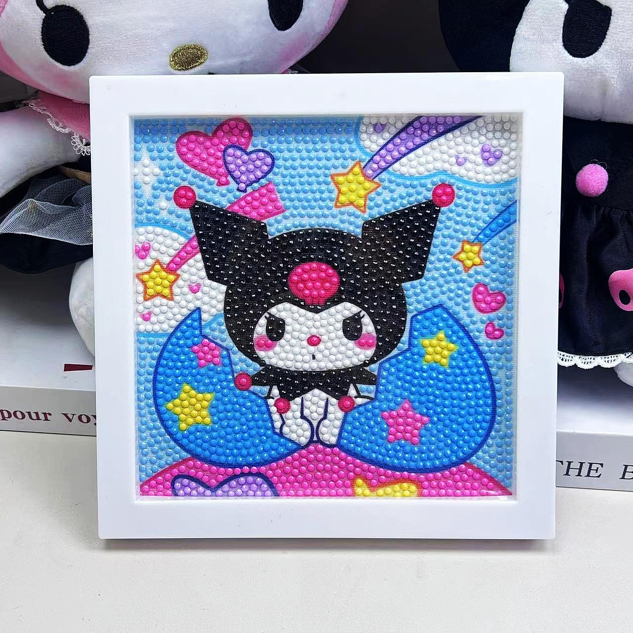 PATPAT DIY Diamond Painting Art Kit for Kids 6.7 inches Cute Kuromi Diamond Painting Art with Wooden Frame DIY Diamond Painting Art Desk Decoration Art Craft Gift for Kids