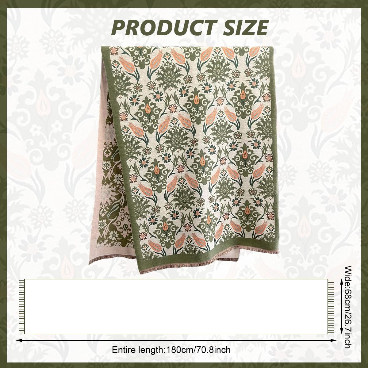 SANNIDHI Winter Shawl Wrap for Women with 65x185cm Size featuring Floral Print & Green Scarf Style