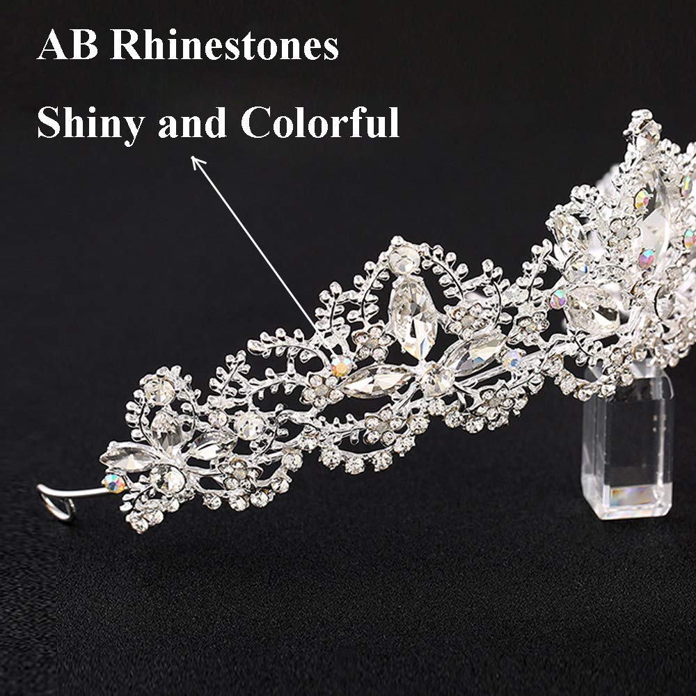 MAYCREATE Crystal Crown for Wedding and Birthday | 2.4 in Height with Stable Comb Design