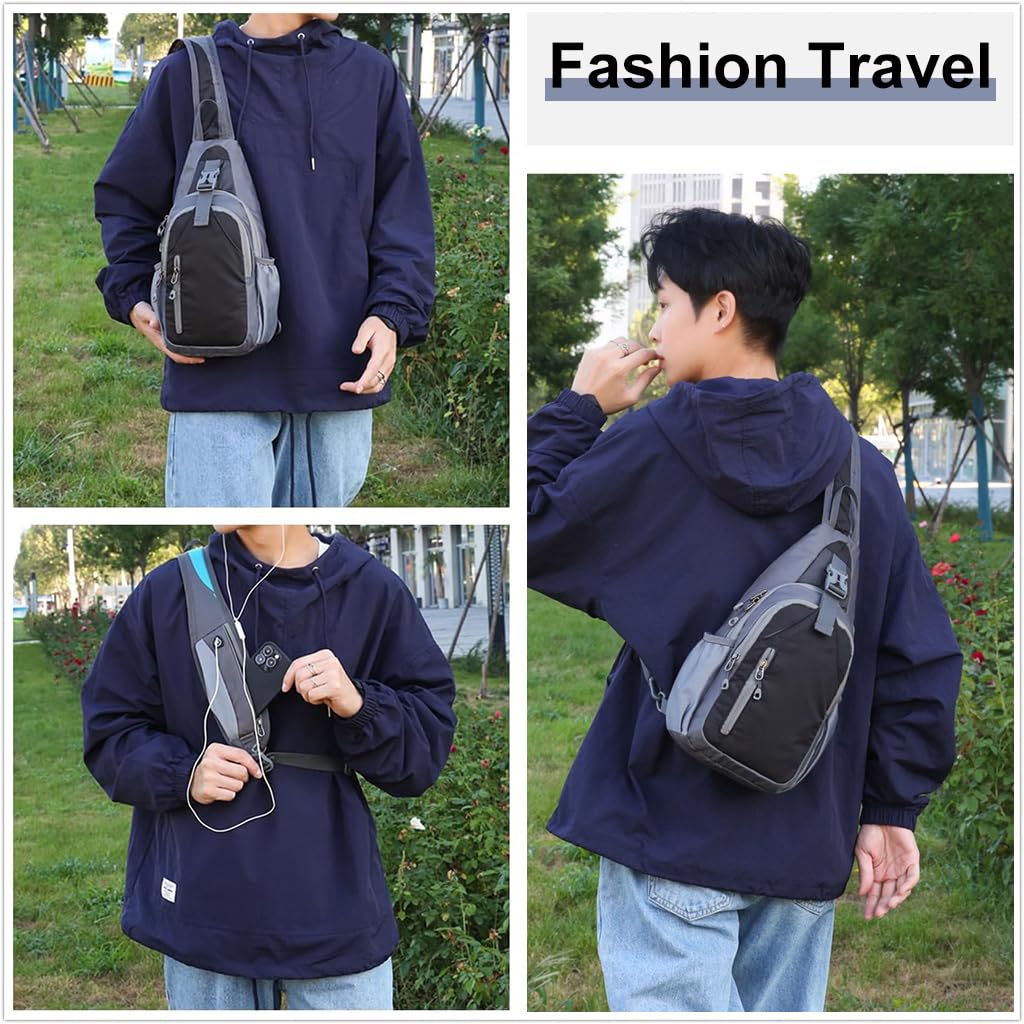 GUSTAVE Chest Bag for Men with Multi Pockets and Breathable Strap 19x11x38cm | Hiking & Travel