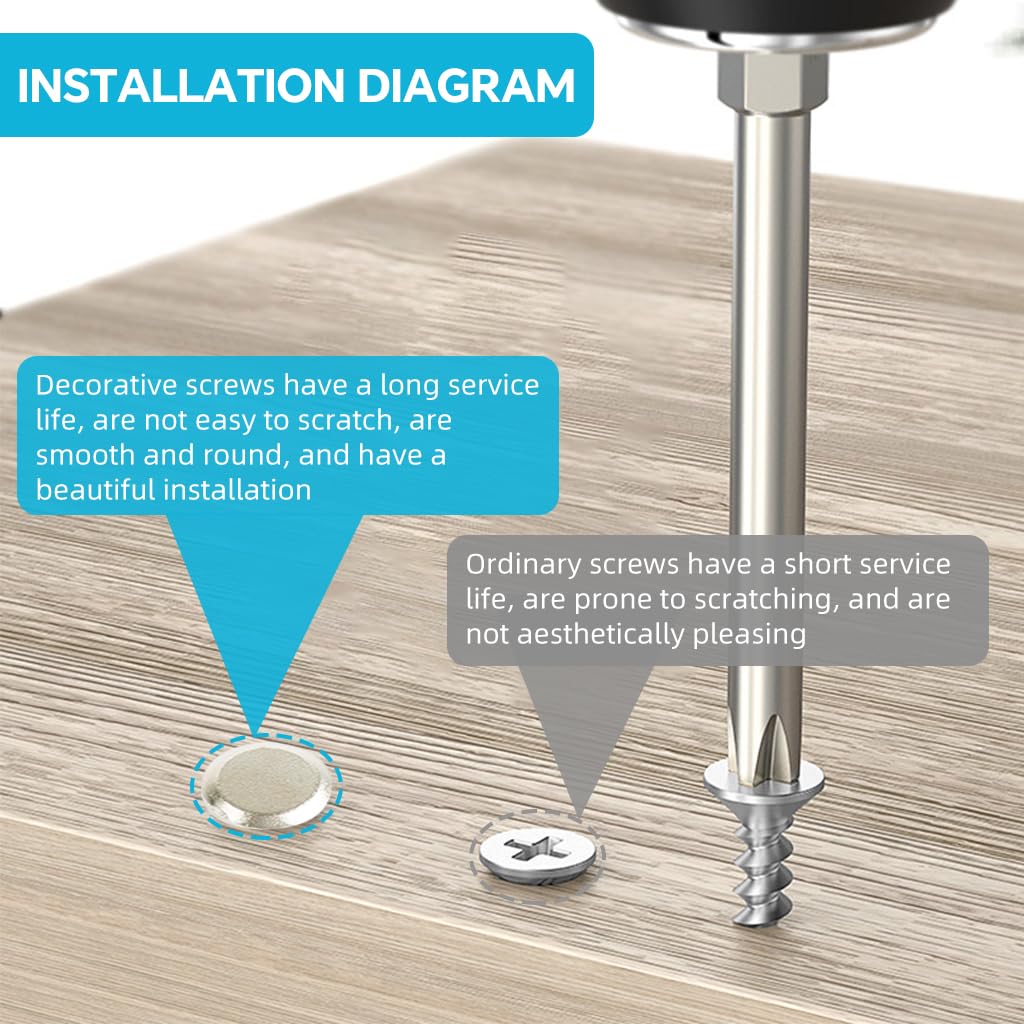 Serplex M4 Screw Caps 200 Pack for Furniture and Cabinets with Snap On Design | 9.7mm Metallic ABS Covers