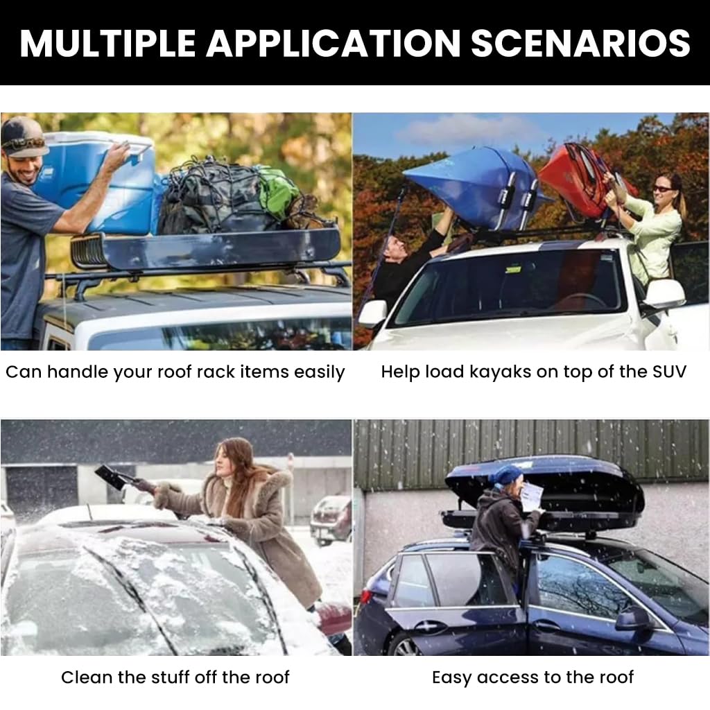 STHIRA Car Door Step for Easy Roof Access featuring Folding Hook and 147×76 mm Platform | Aluminum Alloy Build