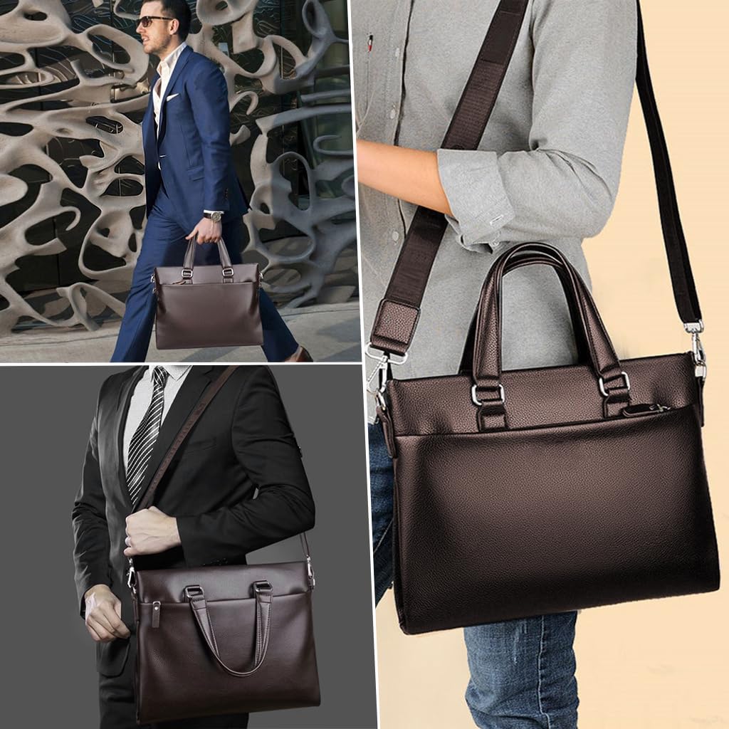GUSTAVE Messenger Bag for Work and Travel featuring Multi Compartment Design | PU Leather 13 in Laptop Case for Men