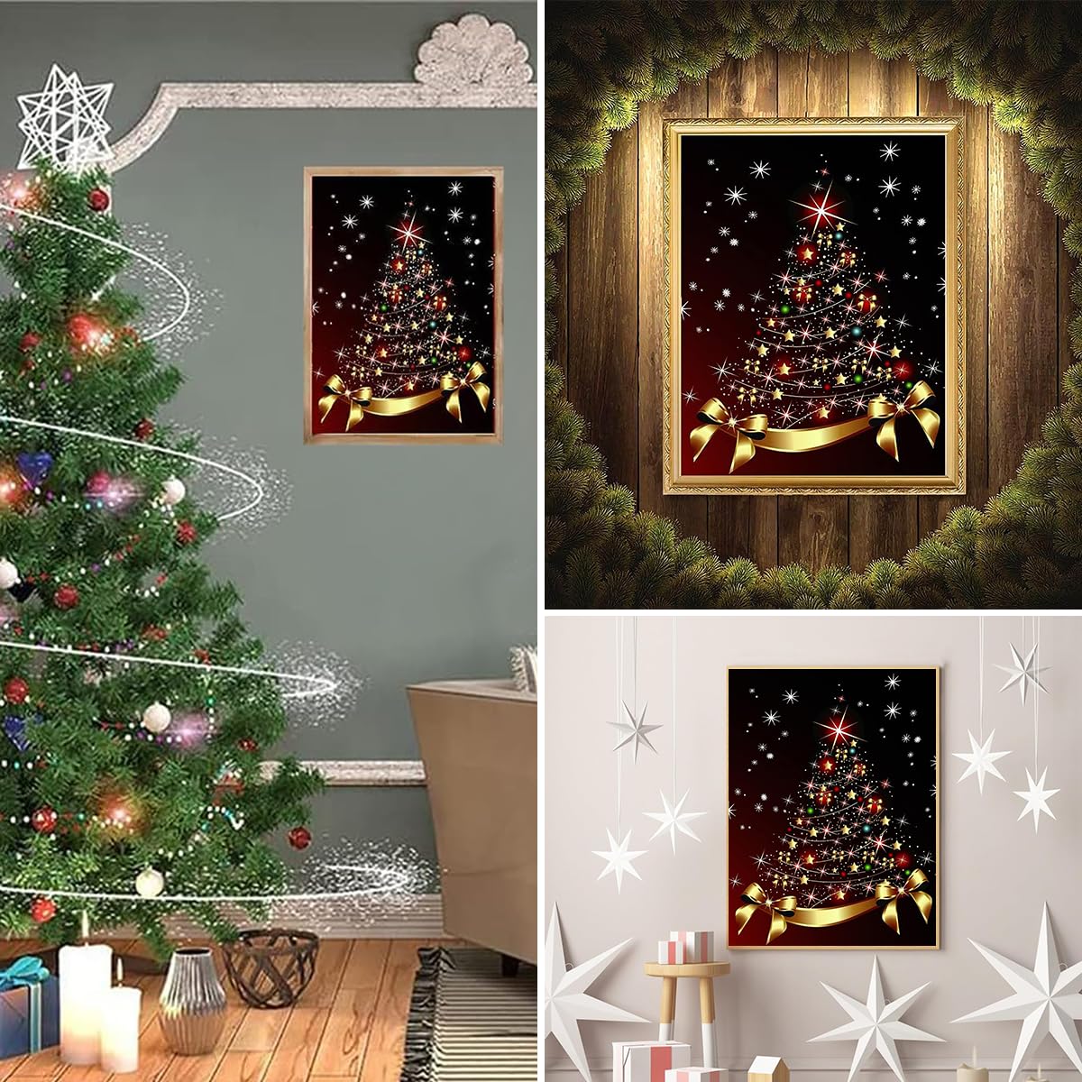 Venzina® Diamond Painting Kit, 12x16inch Christmas Wall Decor Christmas Tree, 5D Diamond Painting Kit for Adults, Suitable for Wall Decoration, Christmas Decorations Items, No Frame