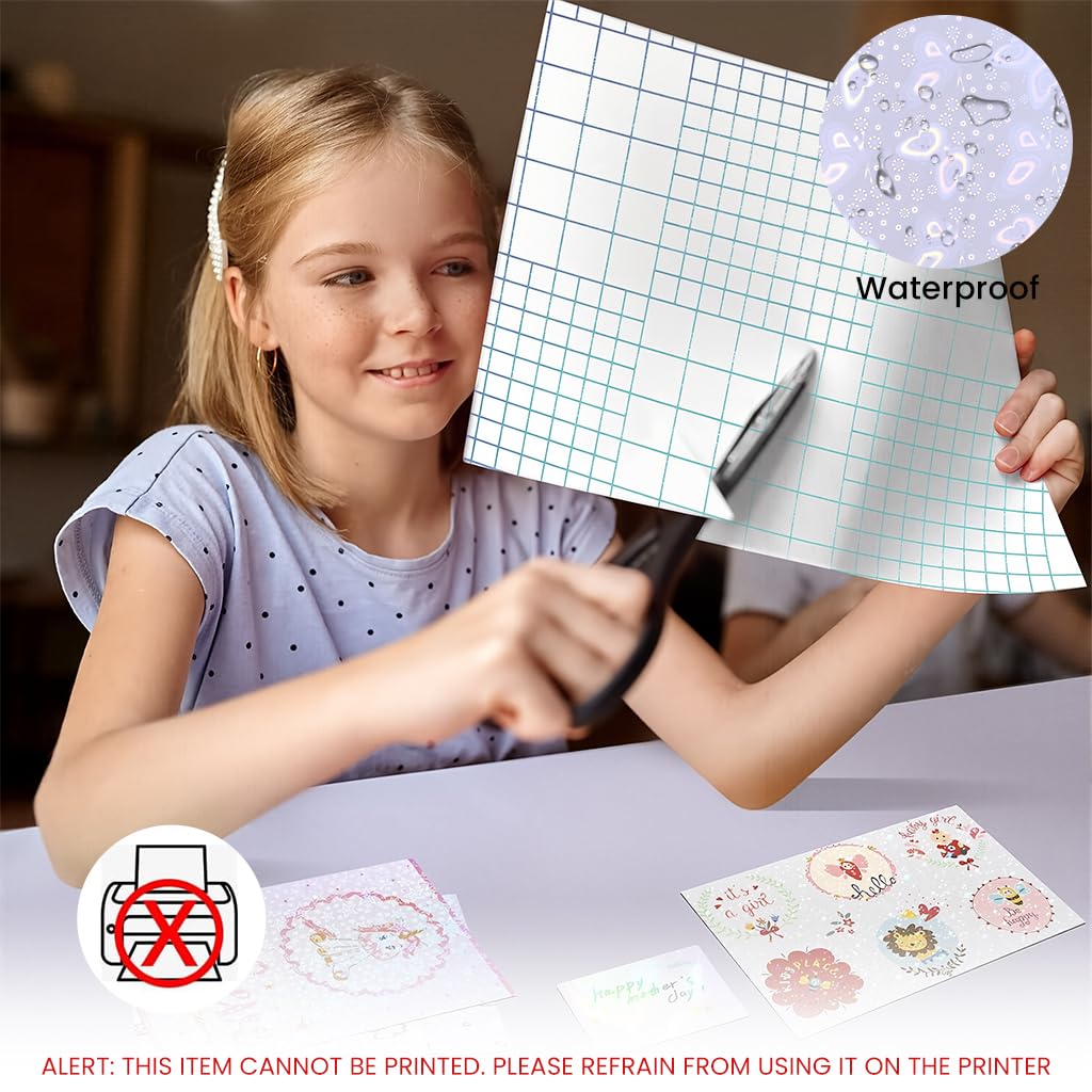 OFIFO Holographic Vinyl Sticker Paper for DIY Crafts with 36 A4 Sheets | Waterproof and Self Adhesive