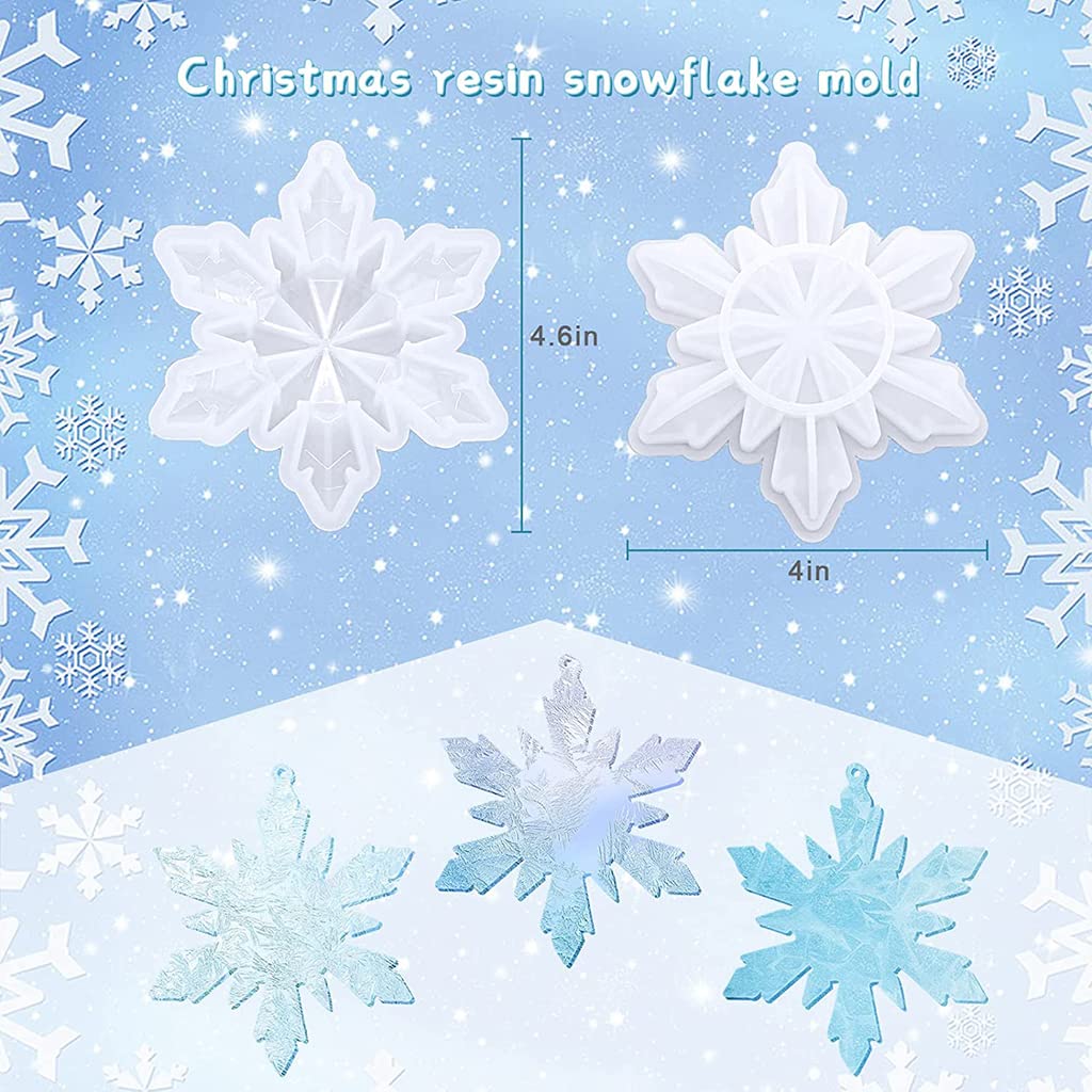 HASTHIP Snowflake Silicone Resin Mold Set for DIY Christmas Ornaments | 3PCS 11.5x10cm Flexible Epoxy Molds