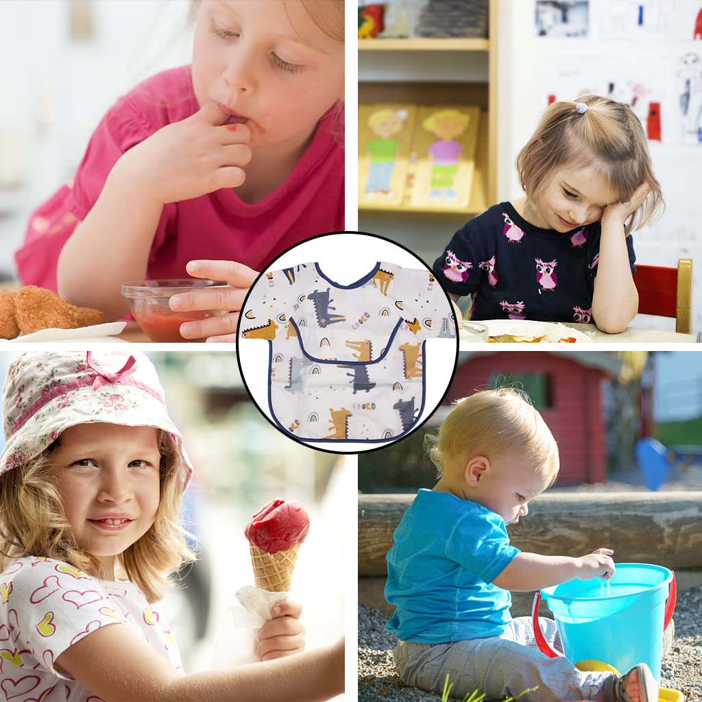 SNOWIE SOFT Sleeved Bib for Babies 6–24 Months with Elastic Cuffs and TPU Waterproof Fabric