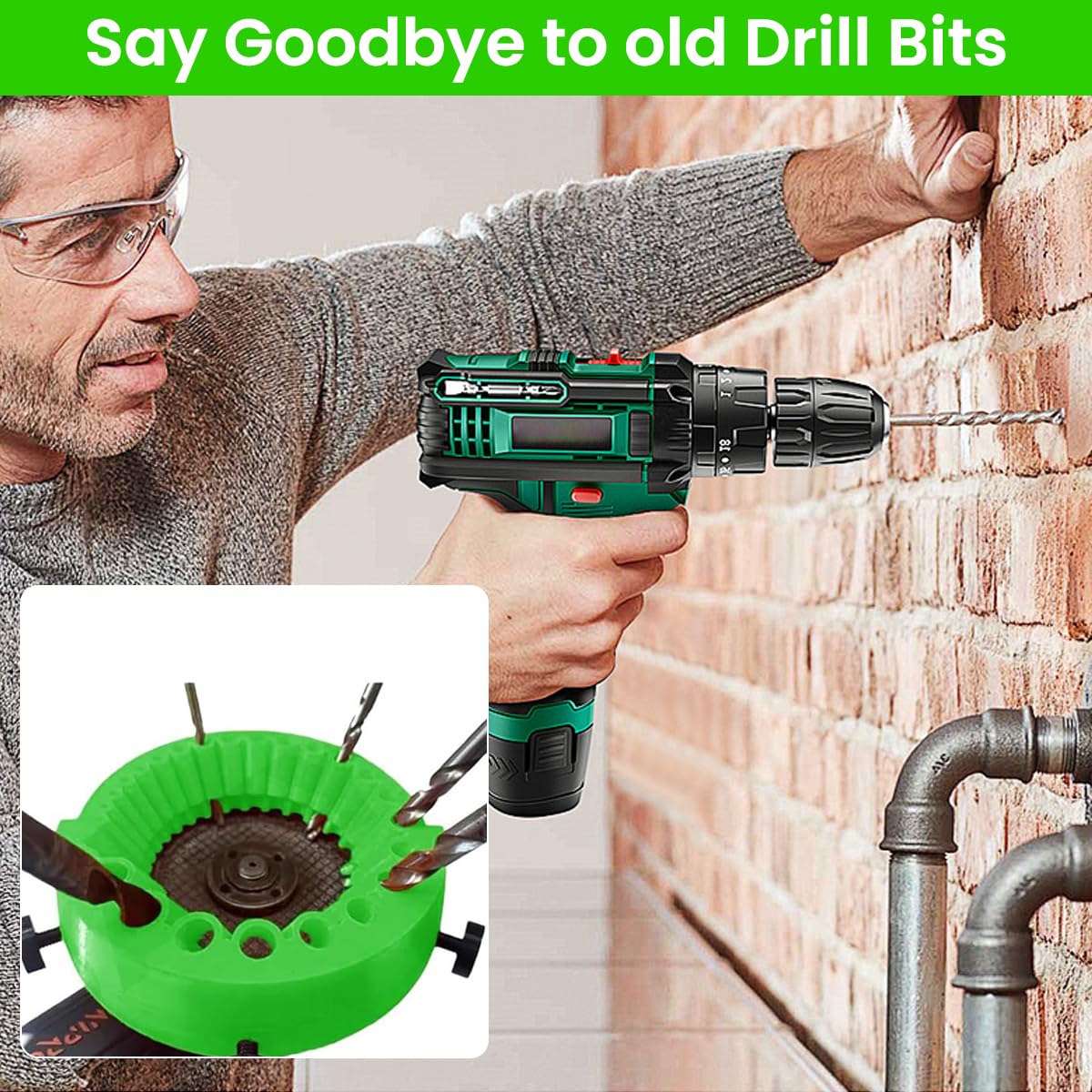 Serplex Drill Bit Sharpener Attachment for 2–13mm Bits with 20-Groove Tilt System | DIY & Professional Use