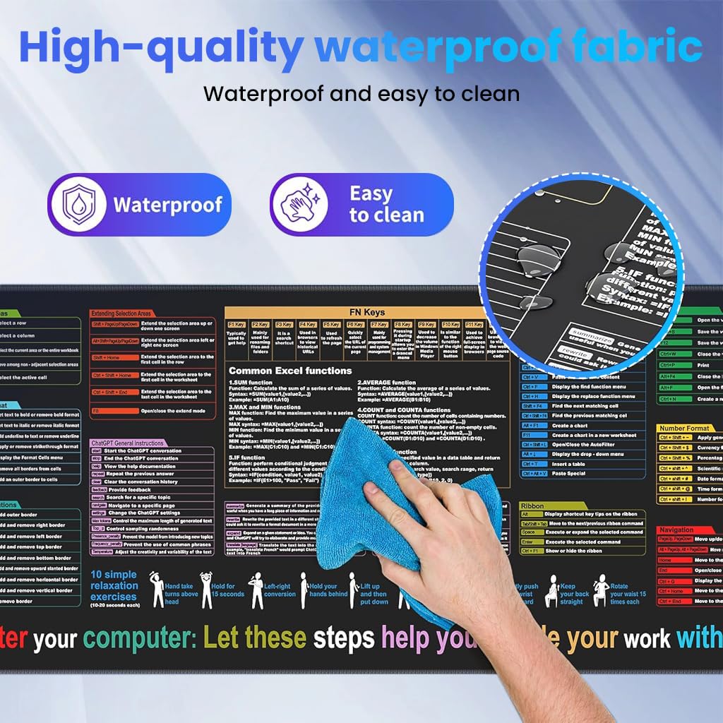 ZORBES Mouse Pad for Home and Office with Hotkey Reference Guide 30x80cm | Excel Shortcut Mat