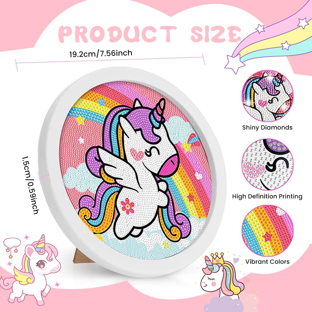 Zibuyu 5D Unicorn Diamond Painting with Frame 20x20 cm for Kids 6-12 | DIY Art Kit