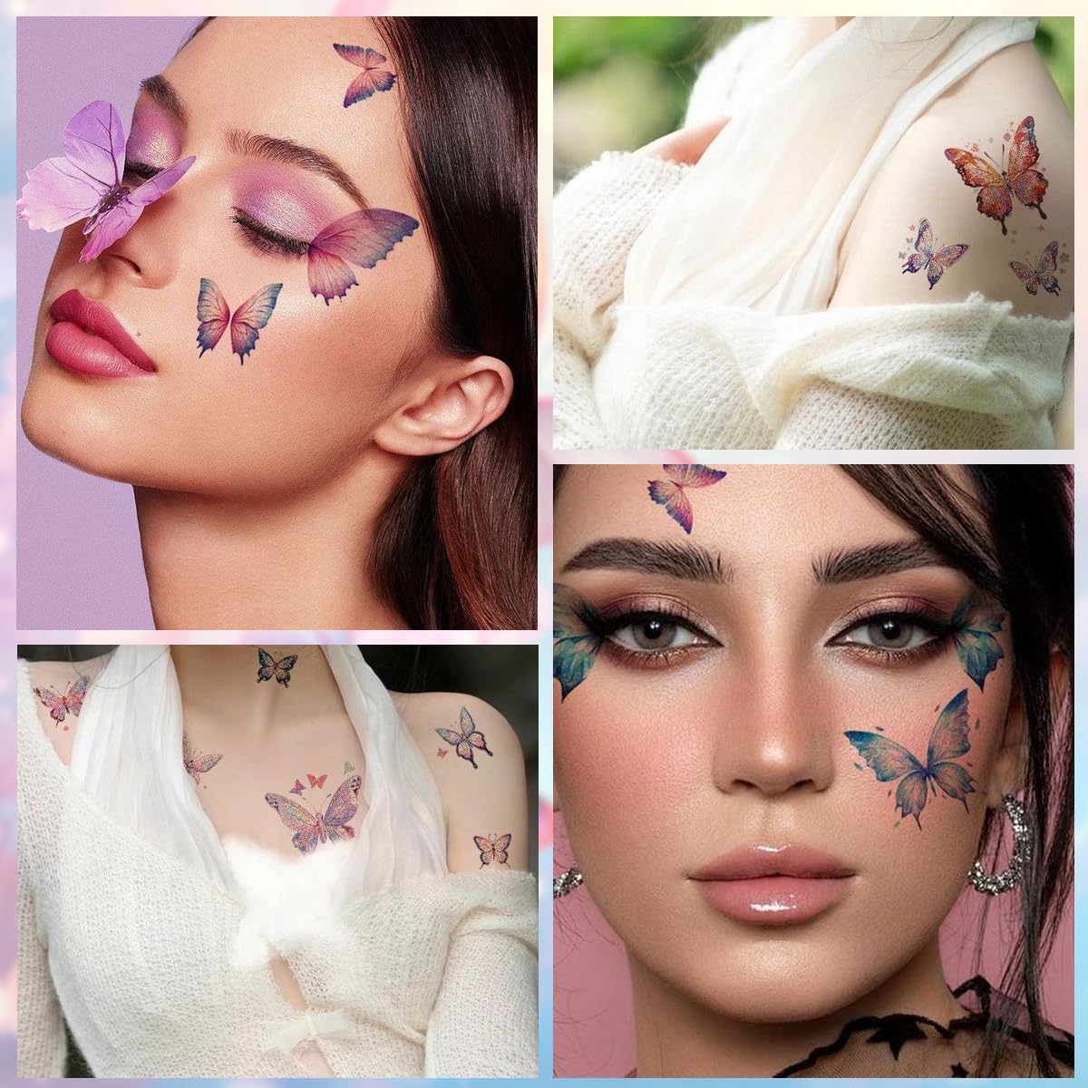 MAYCREATE Butterfly Temporary Tattoos for Women featuring 10 Sheets Waterproof Designs | Ideal for Parties and Creative Body Art