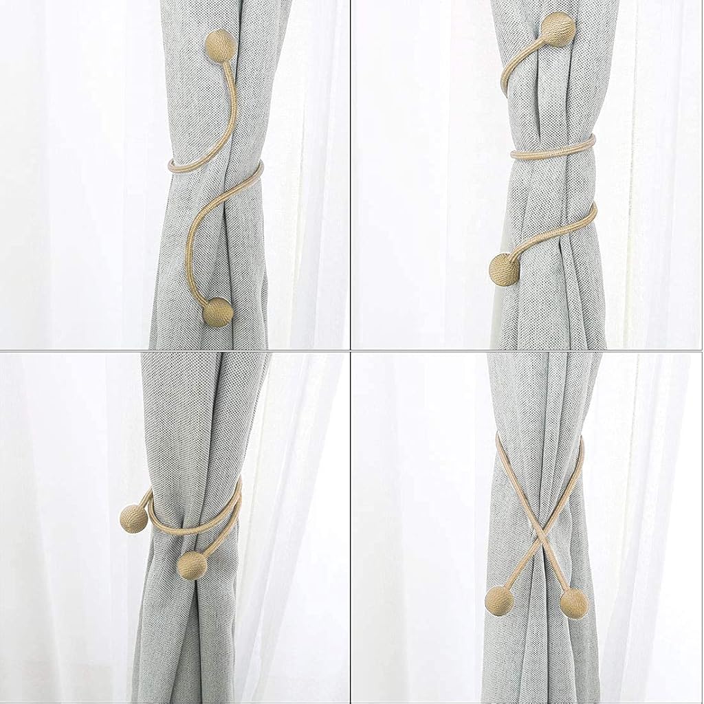 HASTHIP® Curtain Tiebacks Combo Pack – 1 Gold Polyester Solid Tieback & 2 Red Magnetic Clip Holdbacks for Home, Office, DIY Decor, Crafts, Planners, Journaling, Scrapbooking