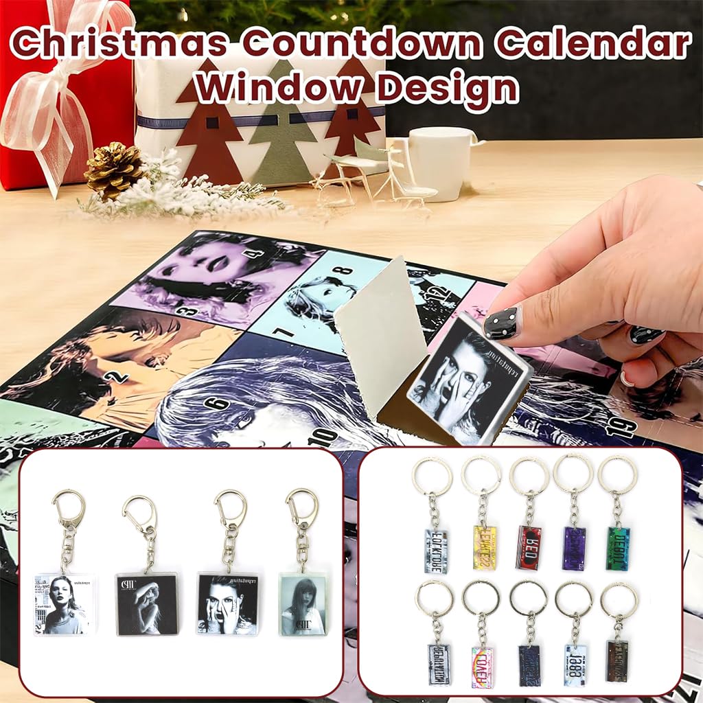 HASTHIP® Taylor Swift Music Lovers Advent Calendar24 Days Christmas Countdown Calendar Gift for Lovers 24 Pieces Hanging Ornaments for Women and Men