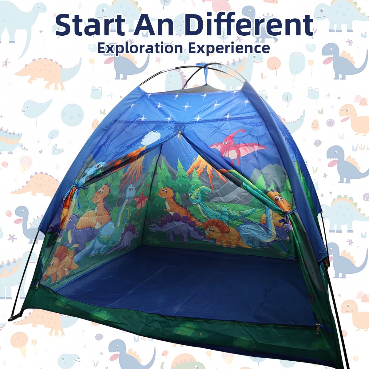 PATPAT Indoor Play Tent House for Kids featuring Breathable Mesh Roof 120x120x102cm | Cartoon Dinosaur Design