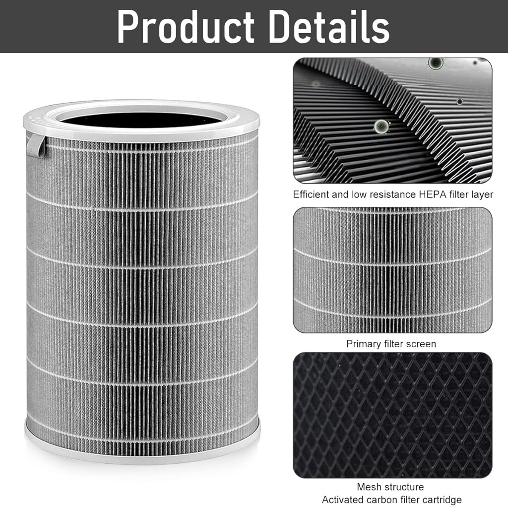 HASTHIP® HEPA Filter for Mi Air Purifier, Air Filter for Home Compatible with Mi Air Purifier 1/2 /3 /2S Pro, Air Purifier Activated Carbon Formaldehyde R