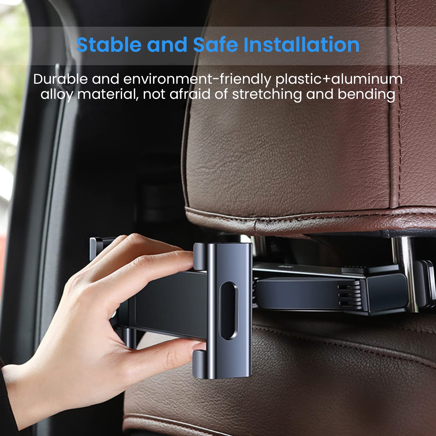 STHIRA Tablet Holder for Car with 360° Rotation and 13–20 cm Adjustable Arm | 3 PCS Aluminum Mount