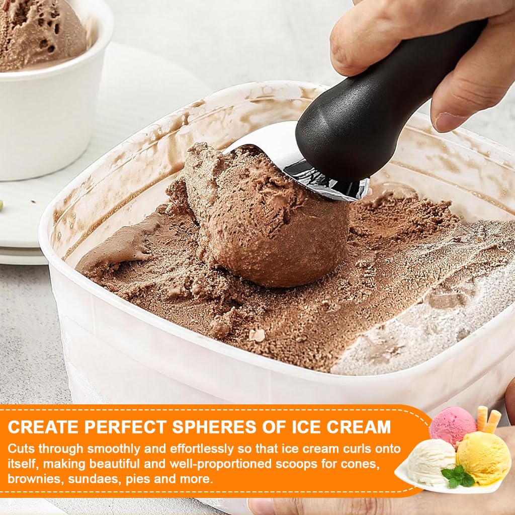 HASTHIP Ice Cream Scoop for Gelato and Cookie Dough with Anti Slip Handle | 3 PCS Stainless Steel