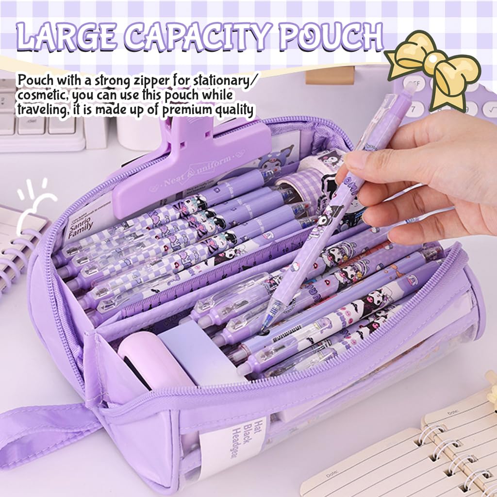 ZIBUYU Pencil Case for Stationery and Travel Toiletries with Cylindrical Oxford PVC Design