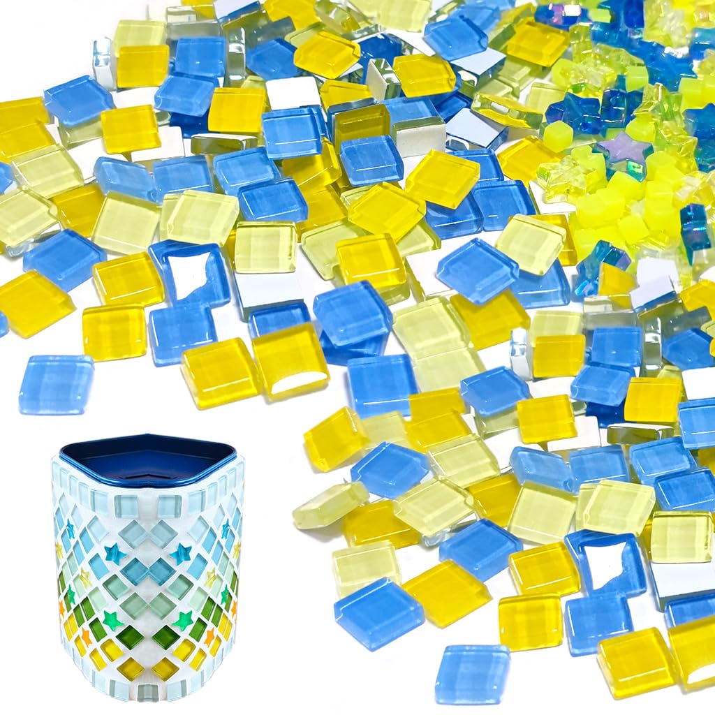 HASTHIP Mosaic Tiles for DIY Craft and Wall Decorating with Non-Sticky 450pcs Set | 0.39 in Small Multicolor Blocks