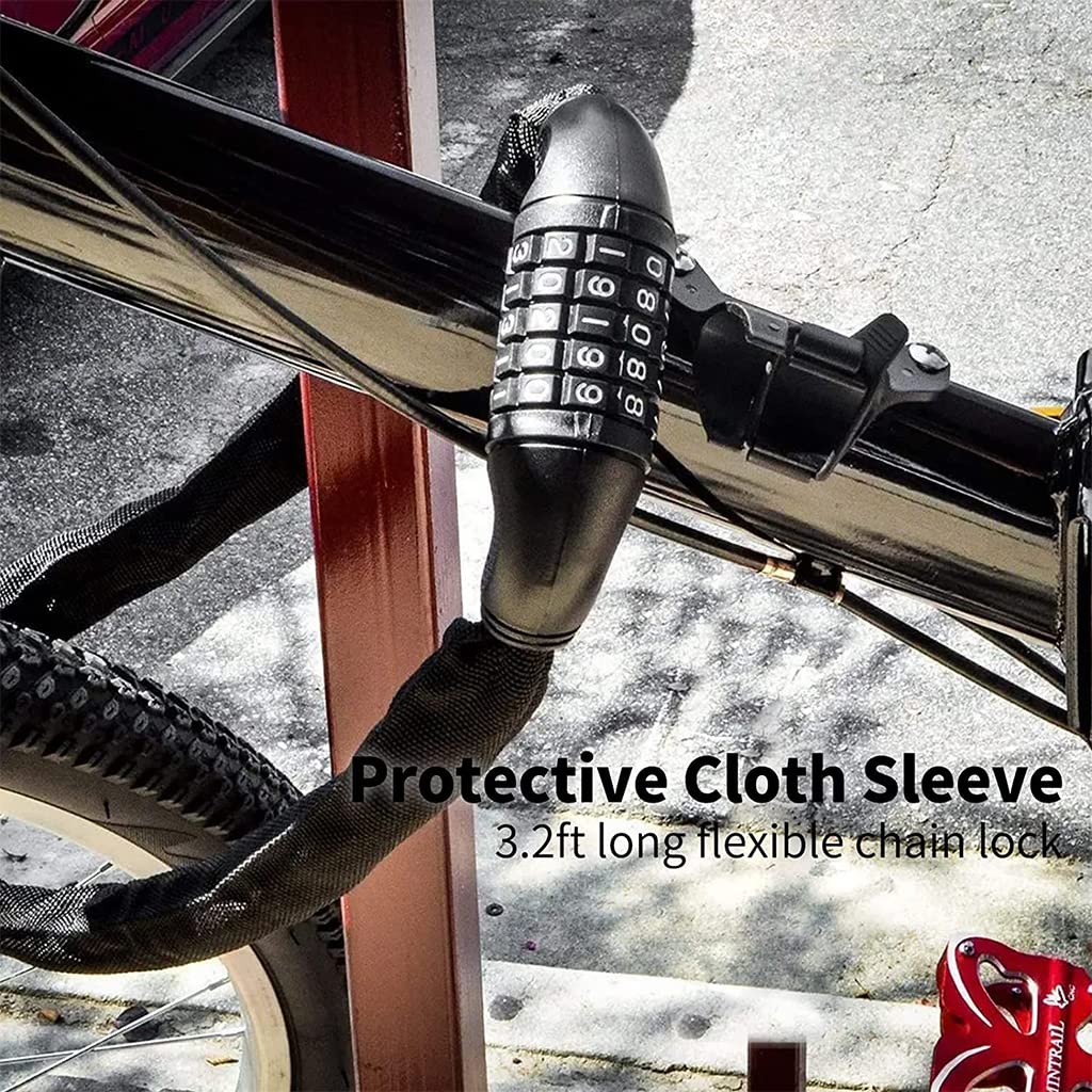 STHIRA Bike Chain Lock for Bicycle and Motorcycle Use featuring 5 Digit Combo and 105 cm Zinc Alloy Chain