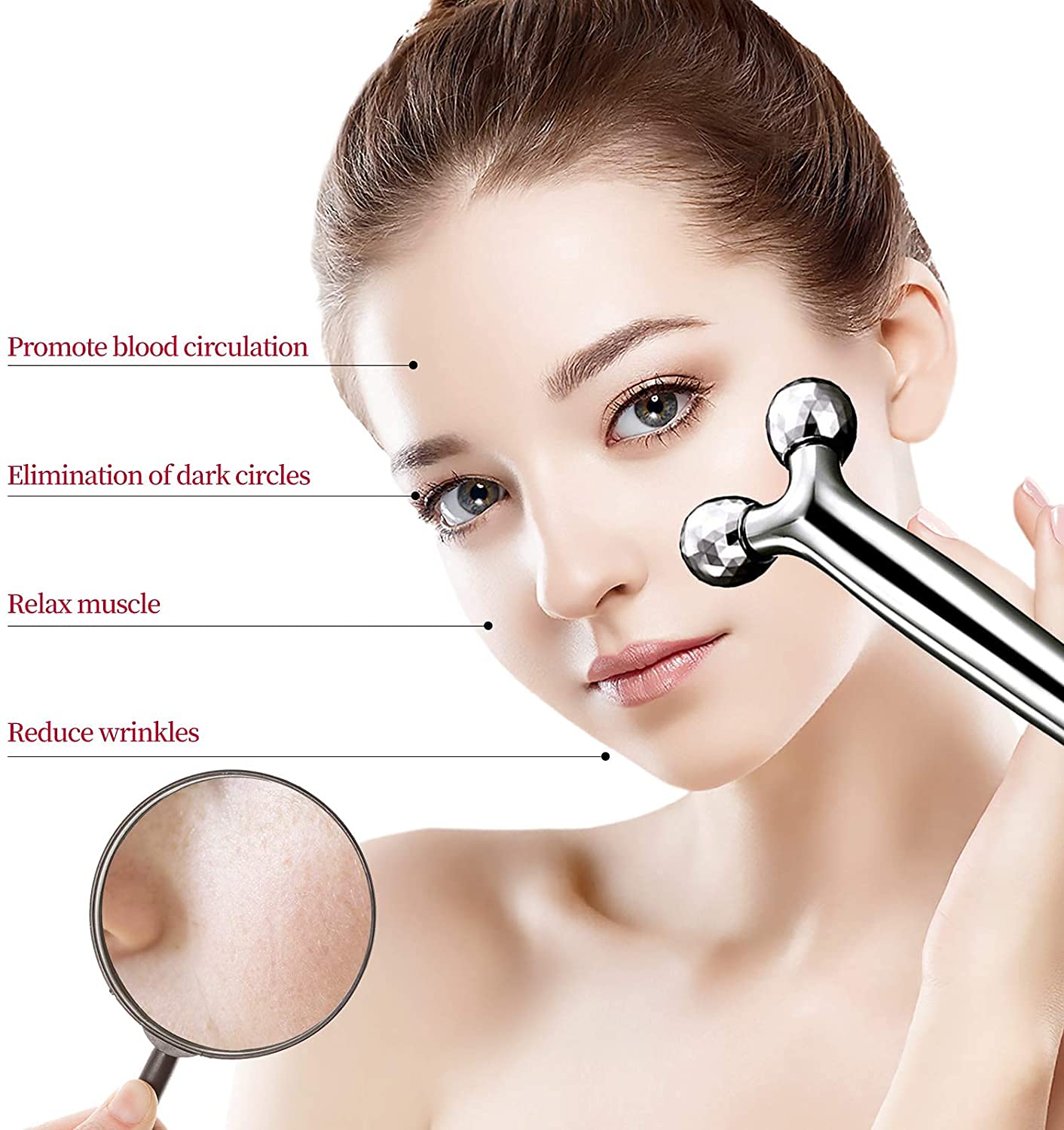 MAYCREATE Mini 3D Face Roller for Facial Massage and Body Skin Firming | Ergonomic Handle