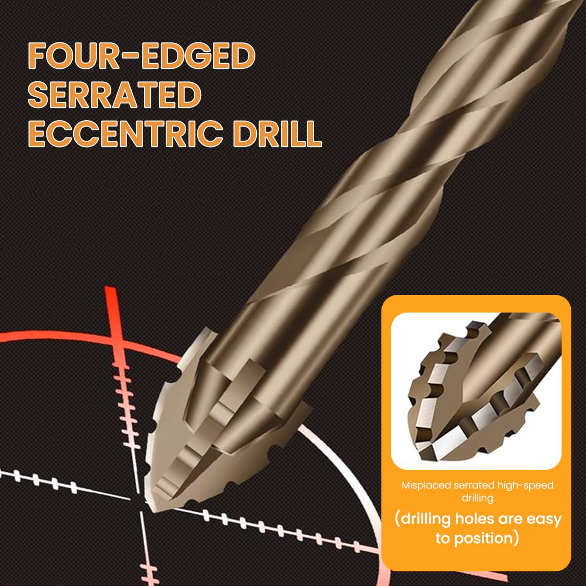 Serplex Carbide Drill Bits Set for Tile Glass and Concrete with 4‑Edge Sawtooth Design | 14PCS Alloy Steel Hex Shank