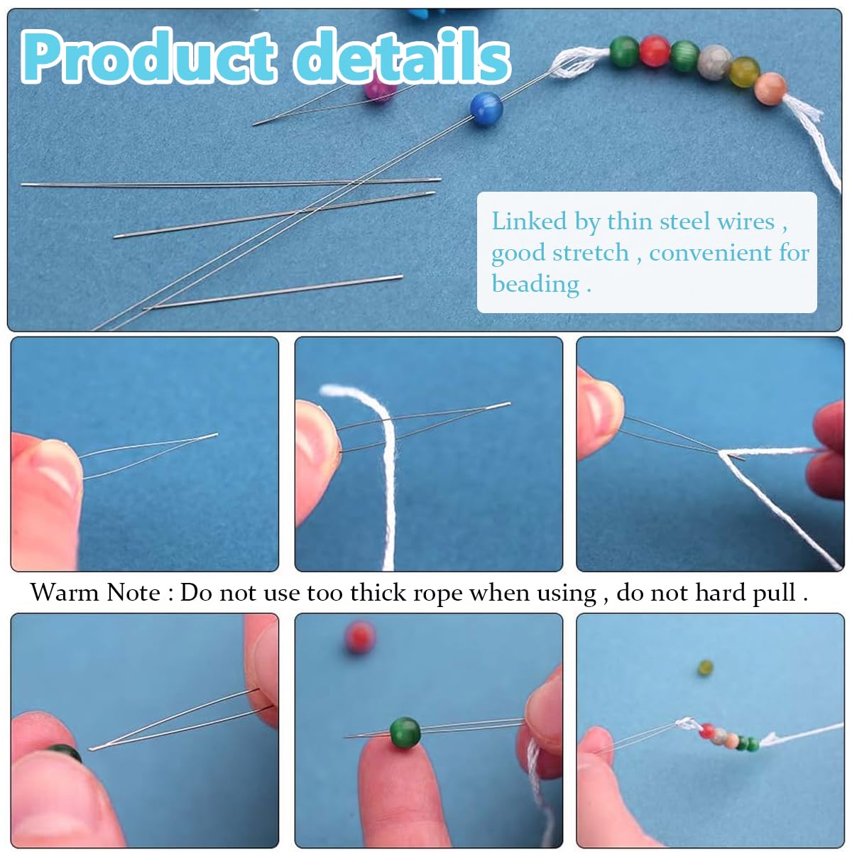 HASTHIP Beading Needles Set for Jewelry Making with 28 pcs Metal Needles and Big Eye Design | Includes Thimble and Threaders