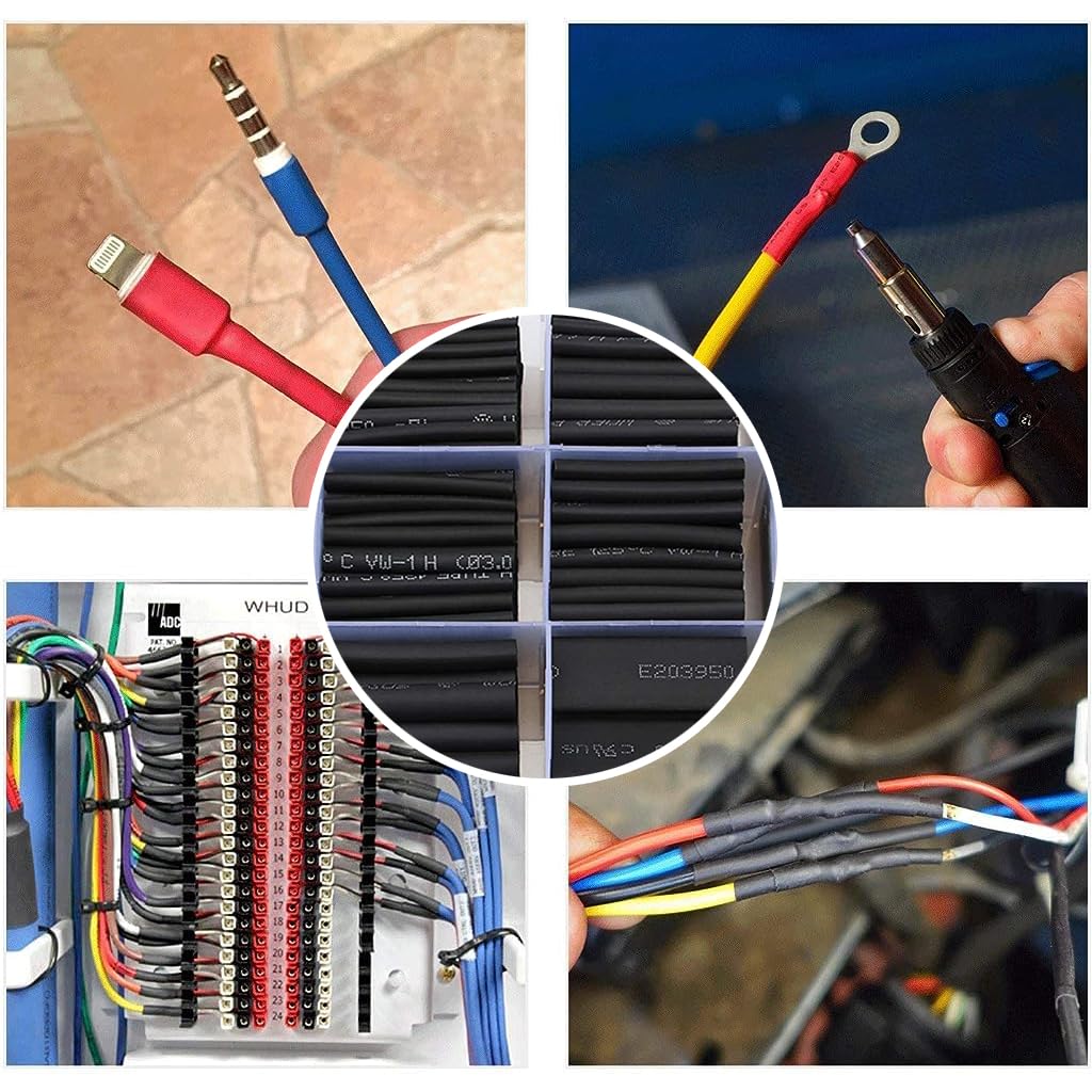 Serplex Heat Shrink Tubing Kit 650 pcs 8 Sizes for Cable Insulation with 2:1 Ratio | Polyolefin Sleeve Set in Storage Box