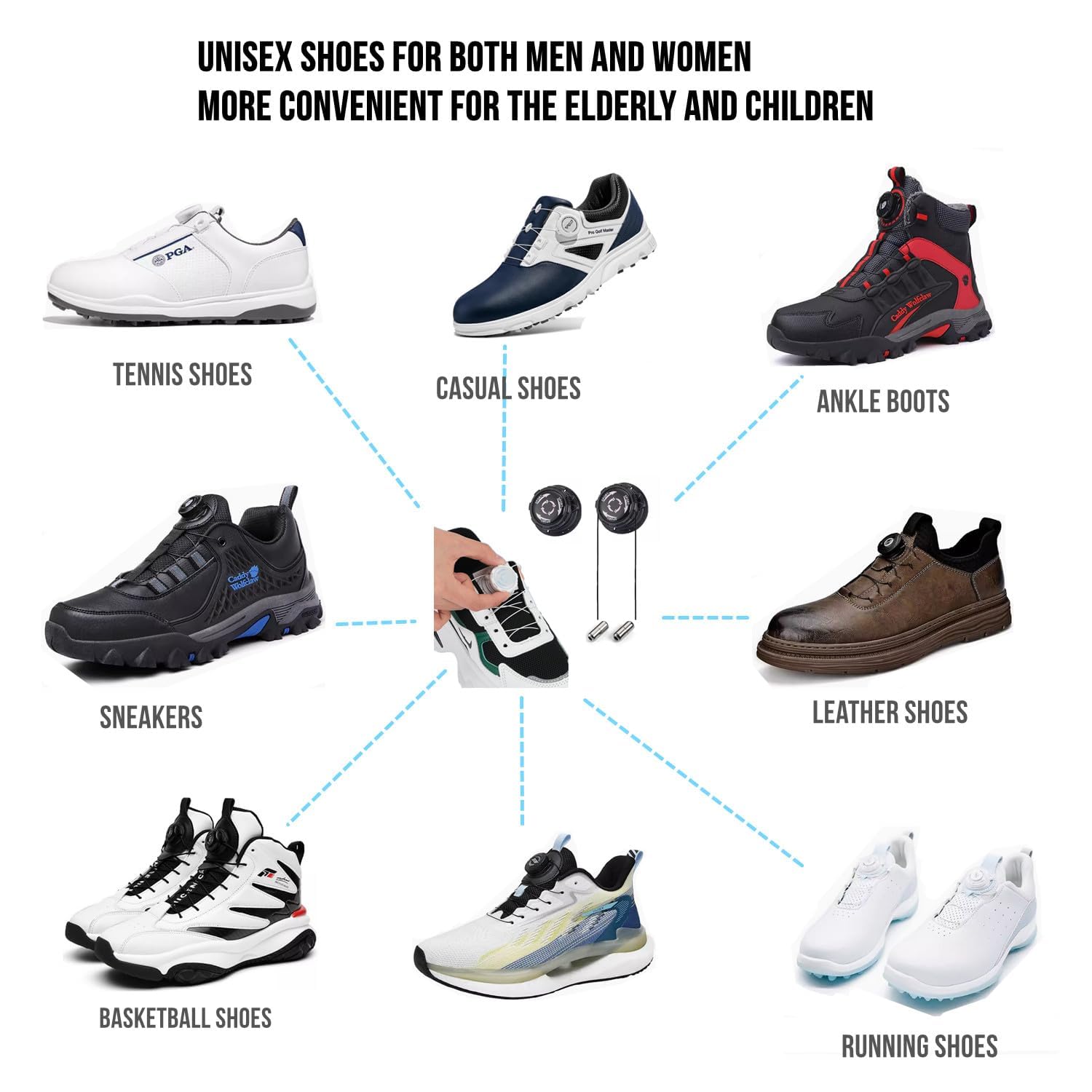 PALAY Shoelace Alternatives for Sneakers and Casual Shoes with 1.2m Wire & Knob Adjustment