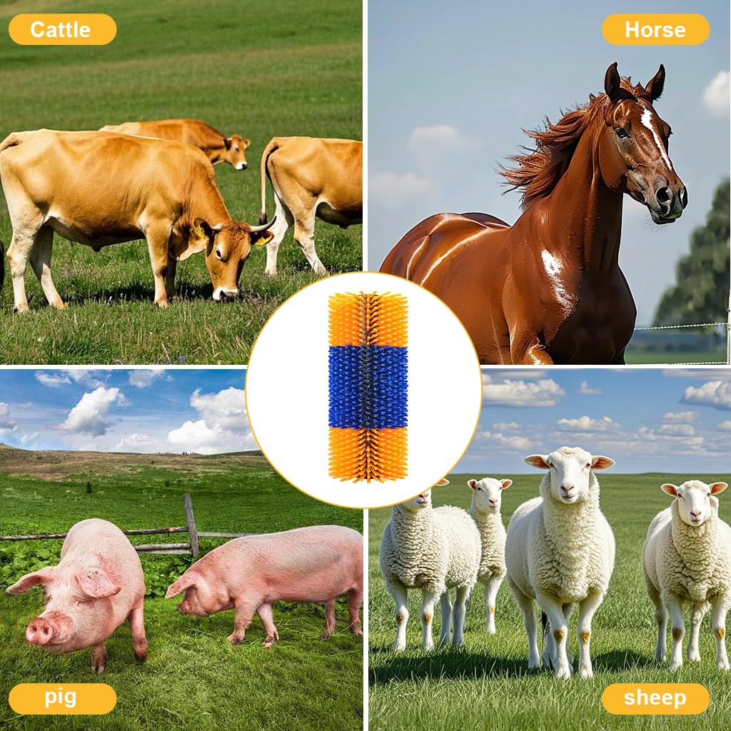 HASTHIP Livestock Scratch Brush for Cattle Horses and Sheep with Nylon Bristles | Barn-Mounted Grooming Tool