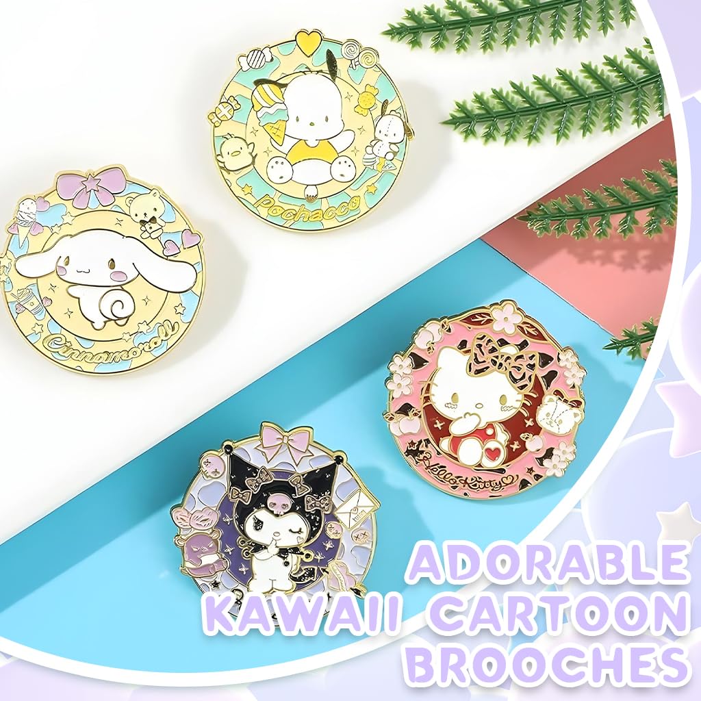SANNIDHI Kawaii Brooches for Bags and Backpacks featuring 8pcs Sanrio Cartoon Pins | Cute Gift for Girls