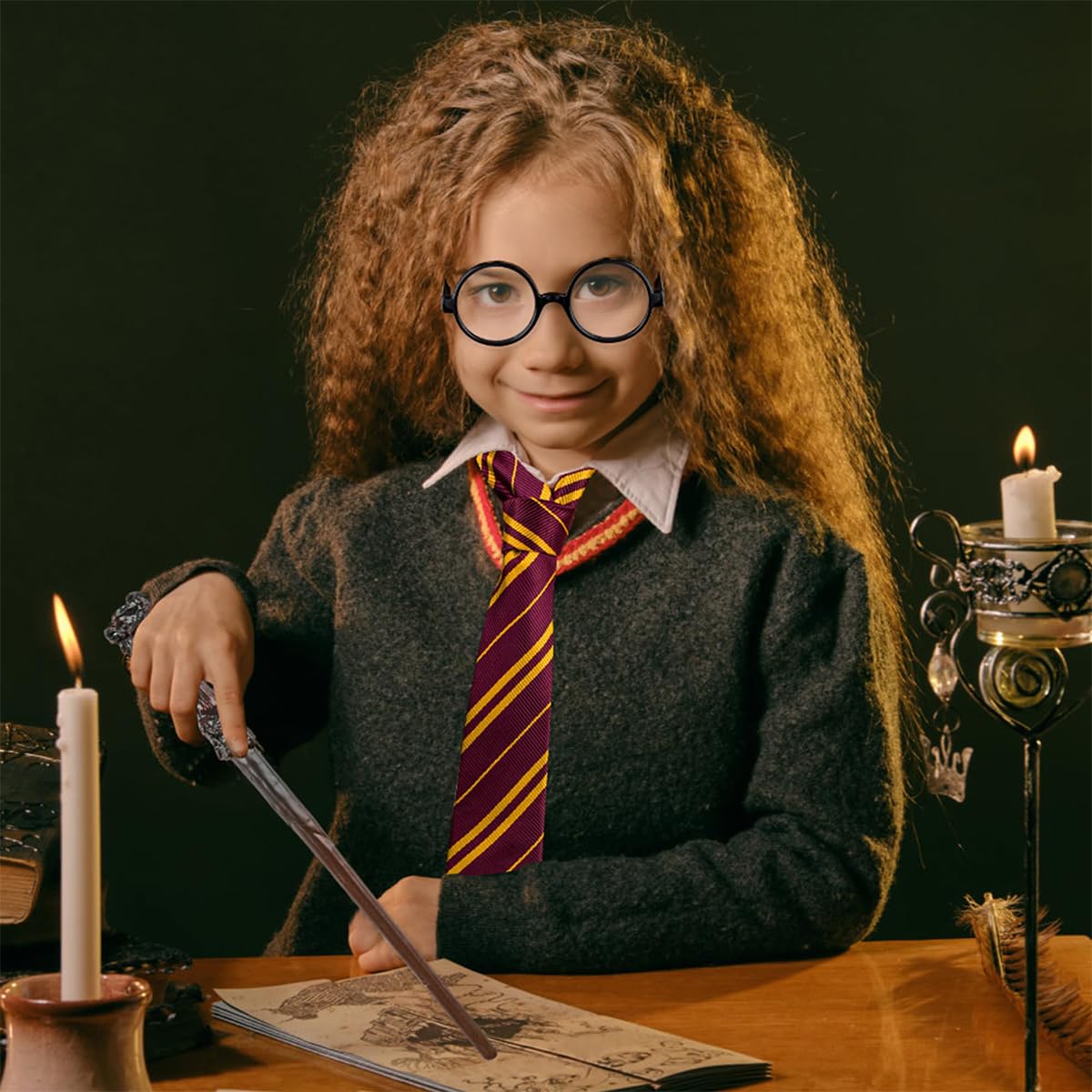 PATPAT Wizard Costume Set for Kids with Glasses Tie and Magic Wand | Ideal for Halloween